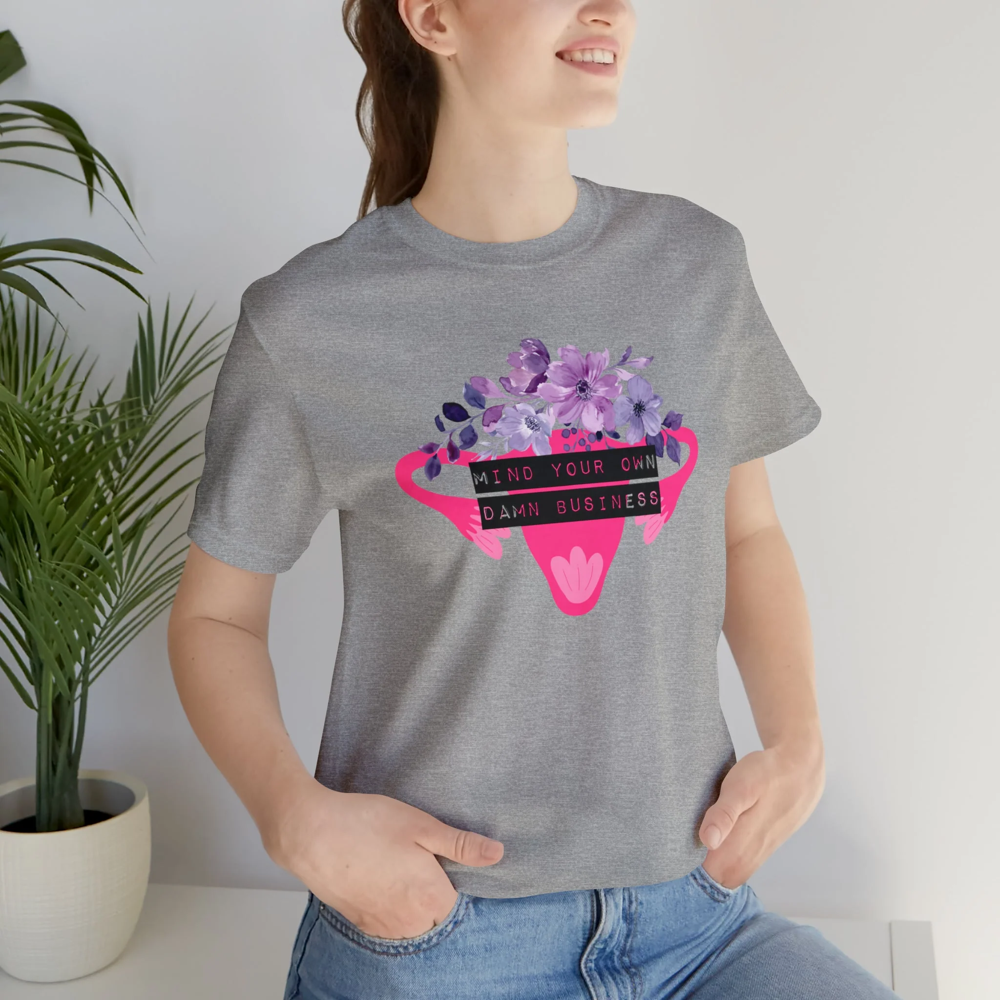 Mind Your Own Damn Business Flower Uterus Pro-Choice Jersey Short Sleeve Tee [Multiple Color Options] - Image 3