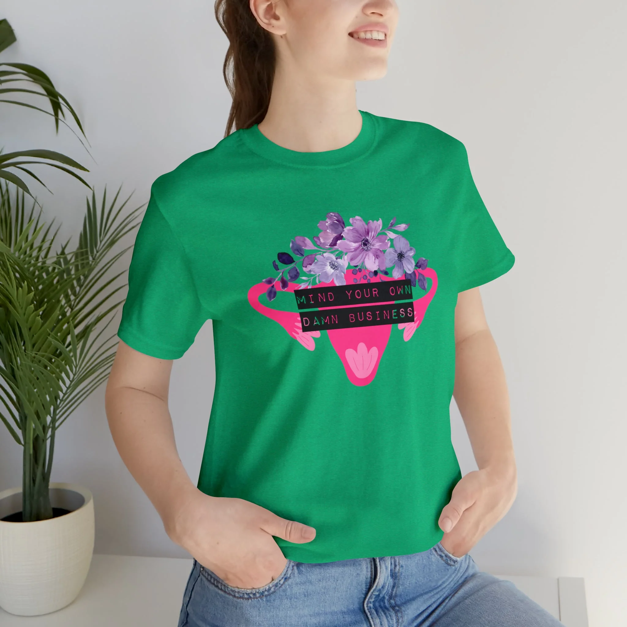 Mind Your Own Damn Business Flower Uterus Pro-Choice Jersey Short Sleeve Tee [Multiple Color Options] - Image 5