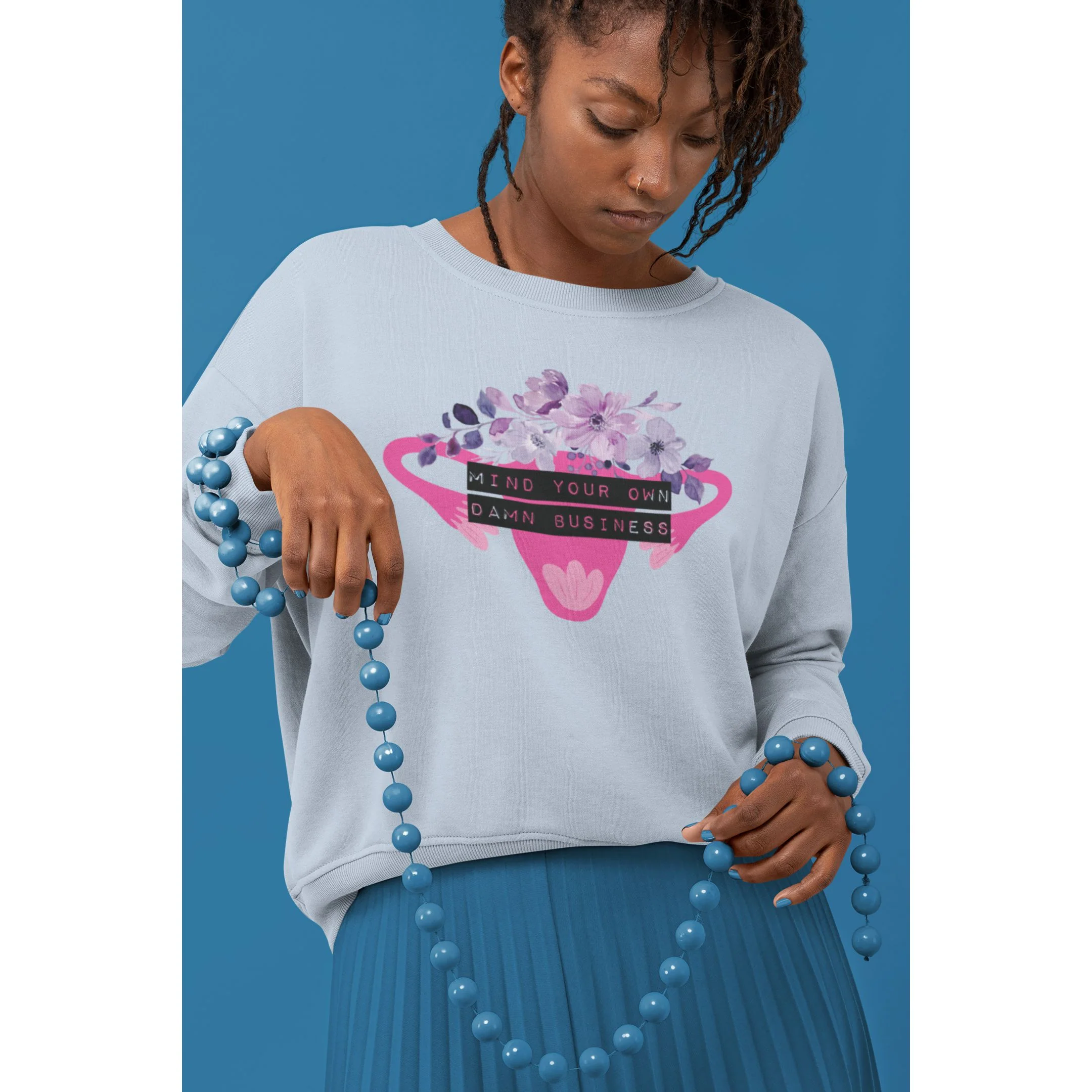Mind Your Own Damn Business Flower Uterus Pro-Choice Unisex Heavy Blend™ Crewneck Sweatshirt - Image 2