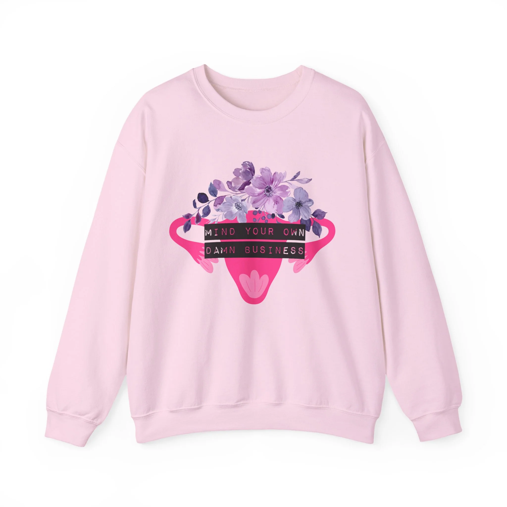 Mind Your Own Damn Business Flower Uterus Pro-Choice Unisex Heavy Blend™ Crewneck Sweatshirt - Image 4