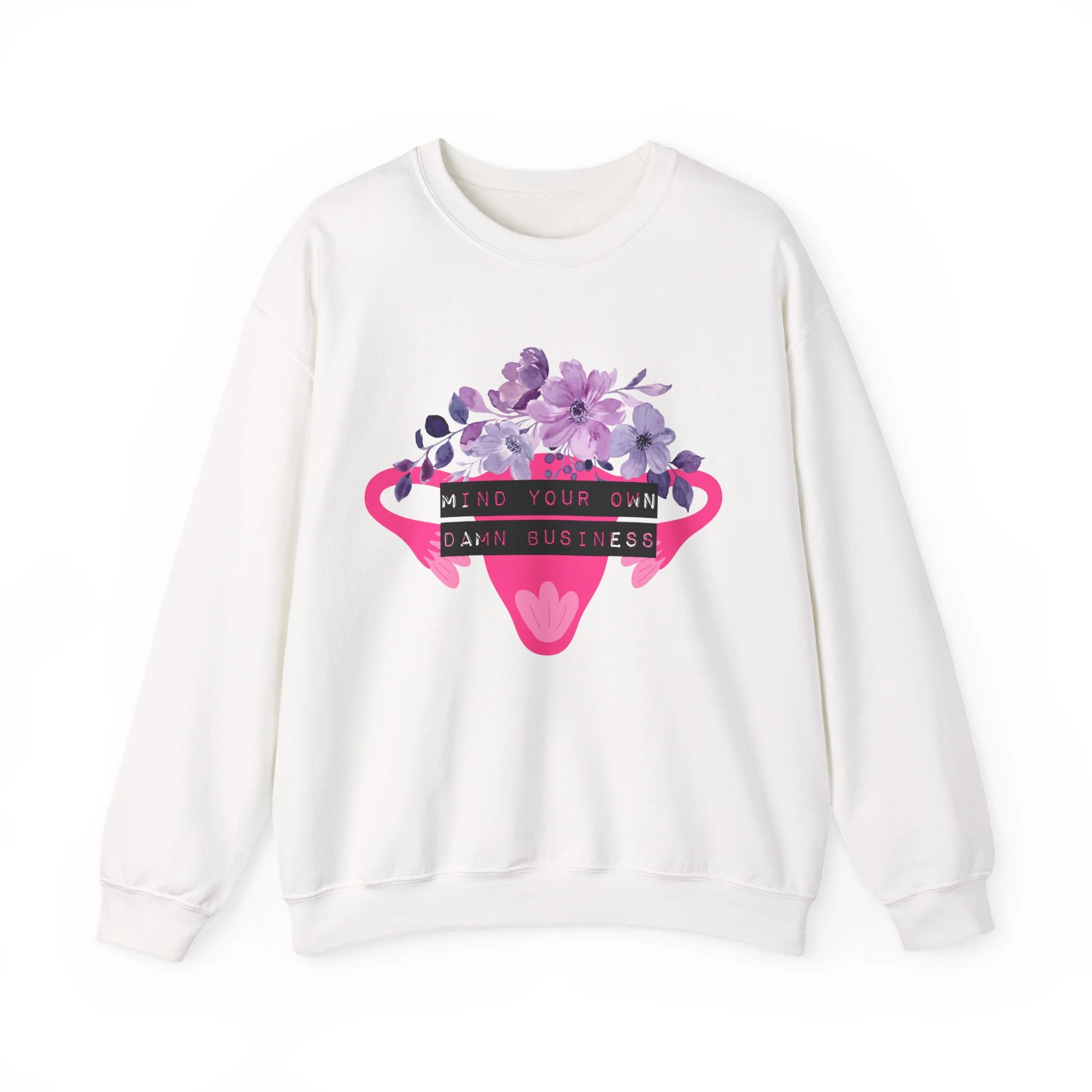 Mind Your Own Damn Business Flower Uterus Pro-Choice Unisex Heavy Blend™ Crewneck Sweatshirt - Image 5