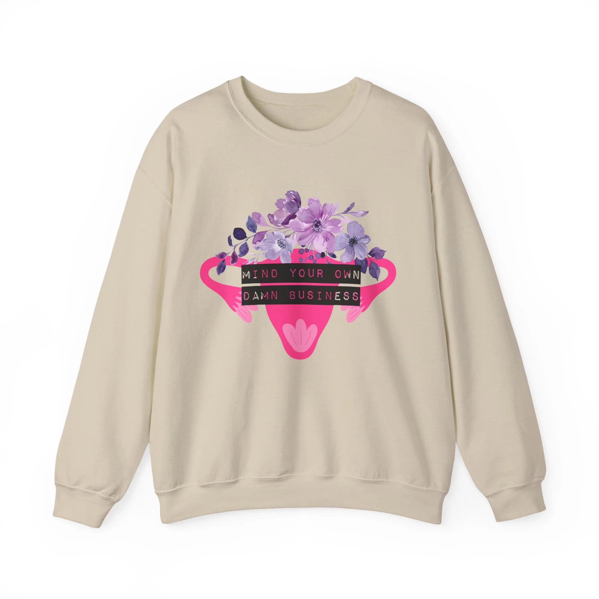 Mind Your Own Damn Business Flower Uterus Pro-Choice Unisex Heavy Blend™ Crewneck Sweatshirt - Image 7
