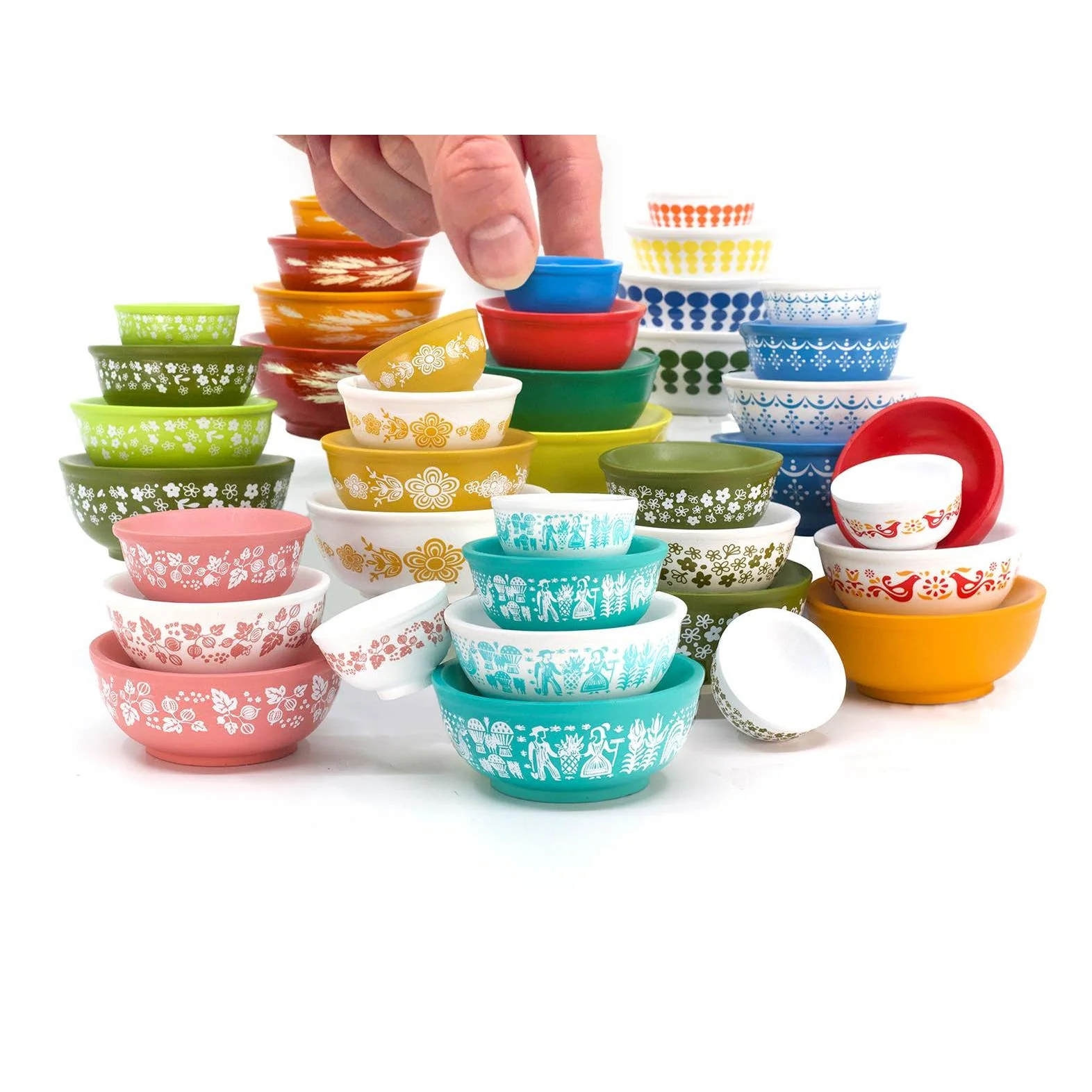 Mini Pyrex-Inspired Mixing Bowls | Retro Stackable Mini Bowl Set for Collectors - Image 2