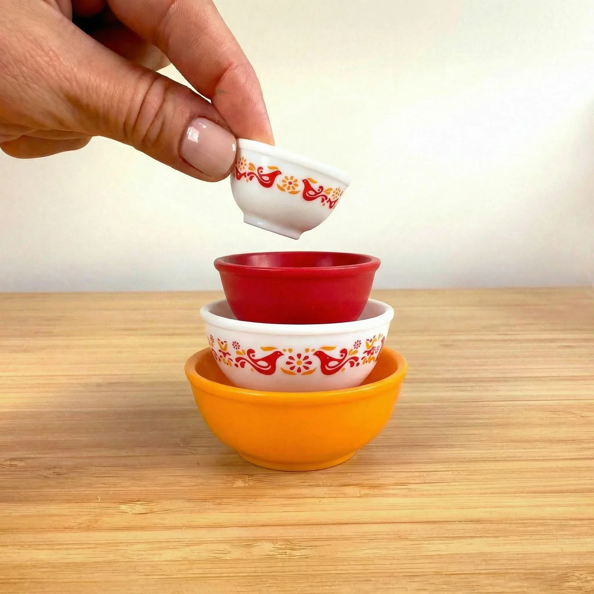 Mini Pyrex-Inspired Mixing Bowls | Retro Stackable Mini Bowl Set for Collectors - Image 6
