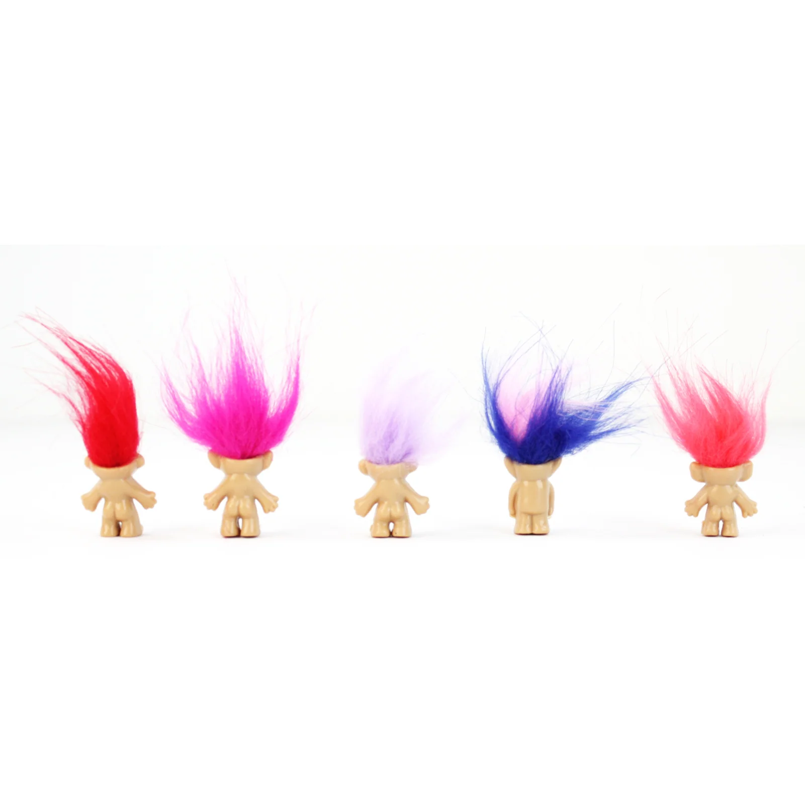 Mini Troll Dolls in Pack of 5 | 90s Retro Good Luck Figurines with Colorful Hair - Image 3