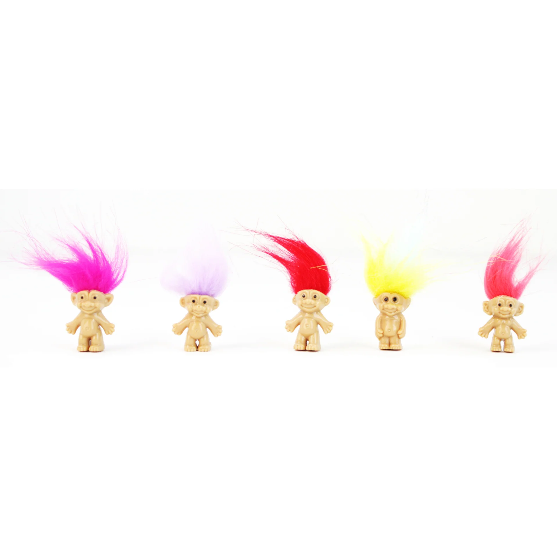 Mini Troll Dolls in Pack of 5 | 90s Retro Good Luck Figurines with Colorful Hair - Image 4