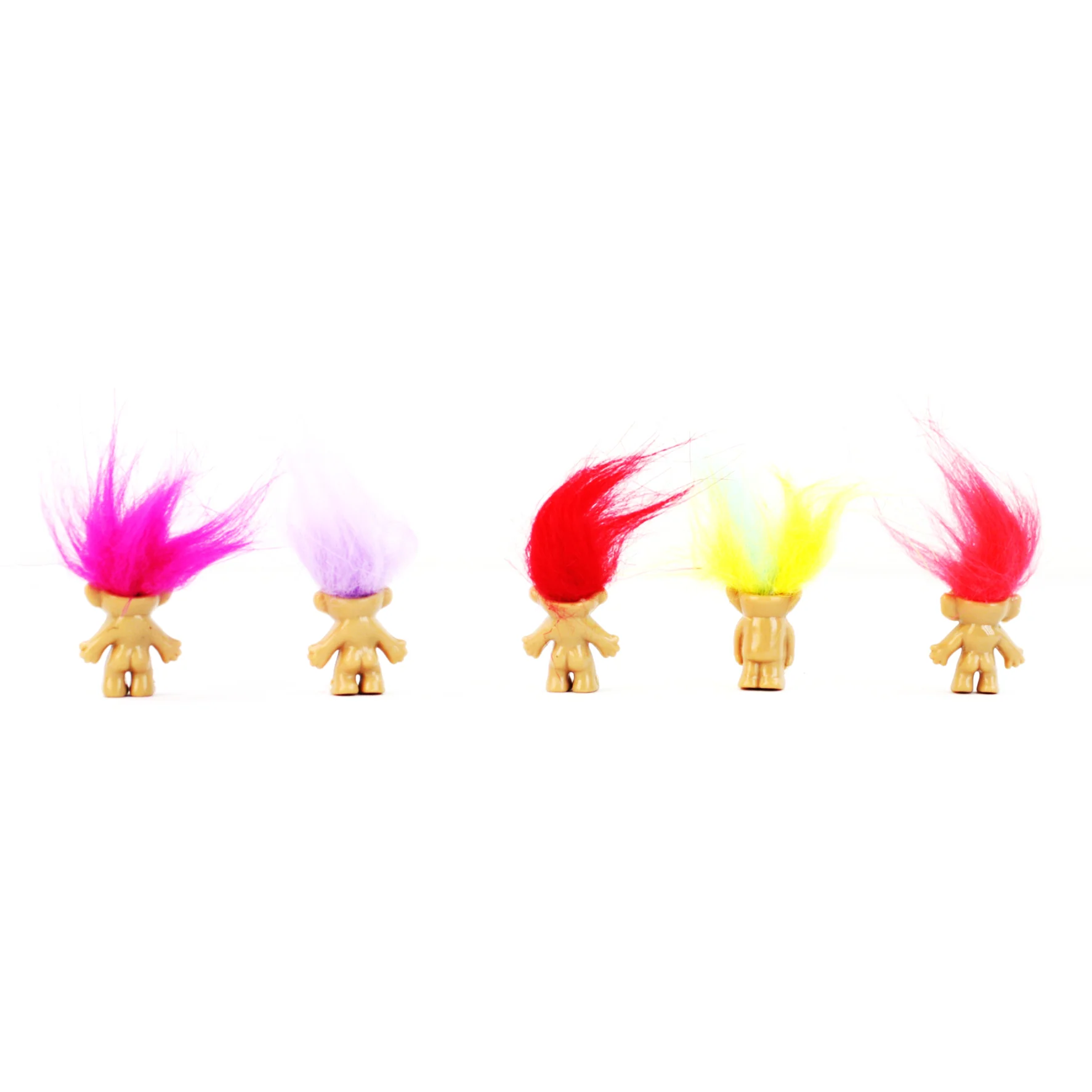 Mini Troll Dolls in Pack of 5 | 90s Retro Good Luck Figurines with Colorful Hair - Image 5