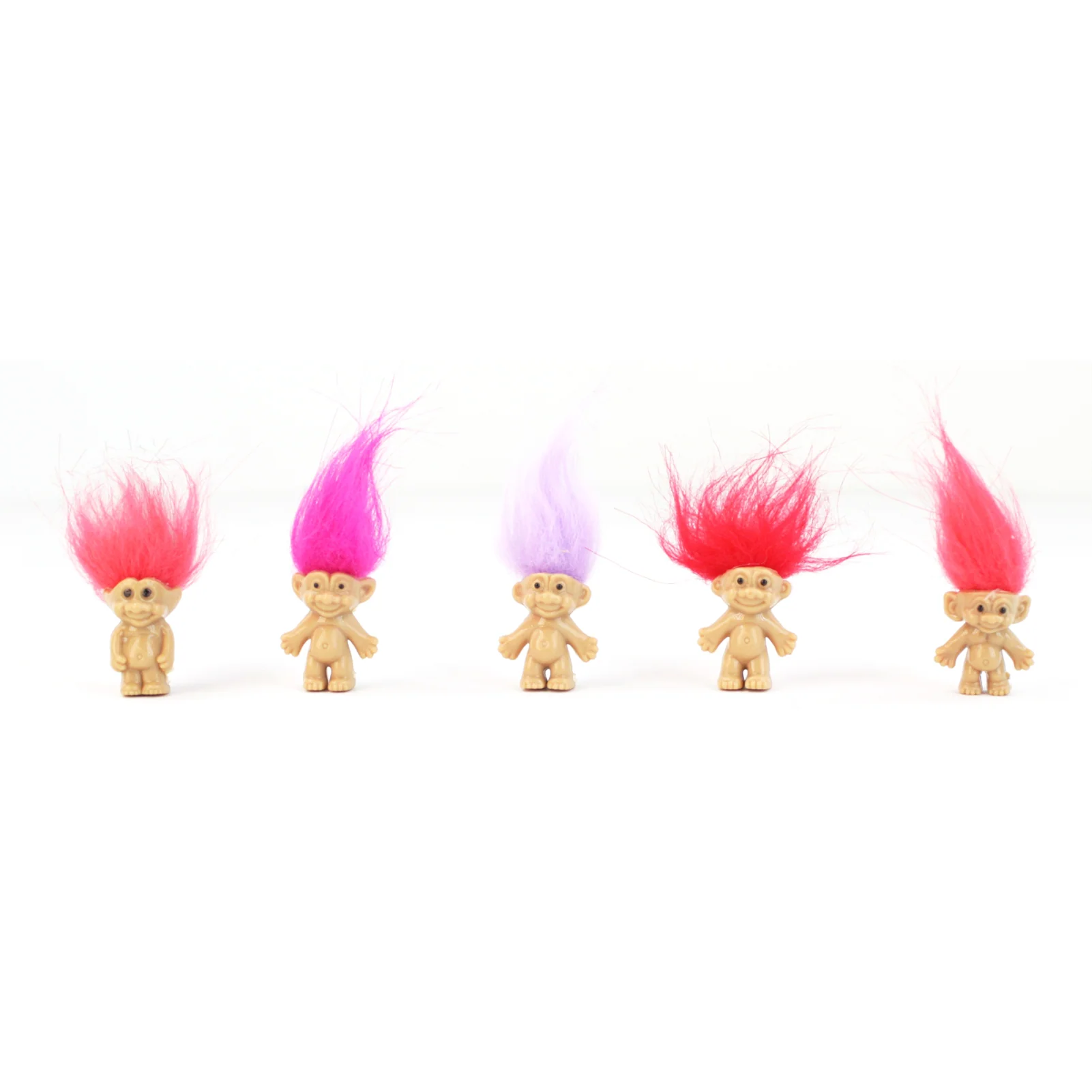Mini Troll Dolls in Pack of 5 | 90s Retro Good Luck Figurines with Colorful Hair - Image 6