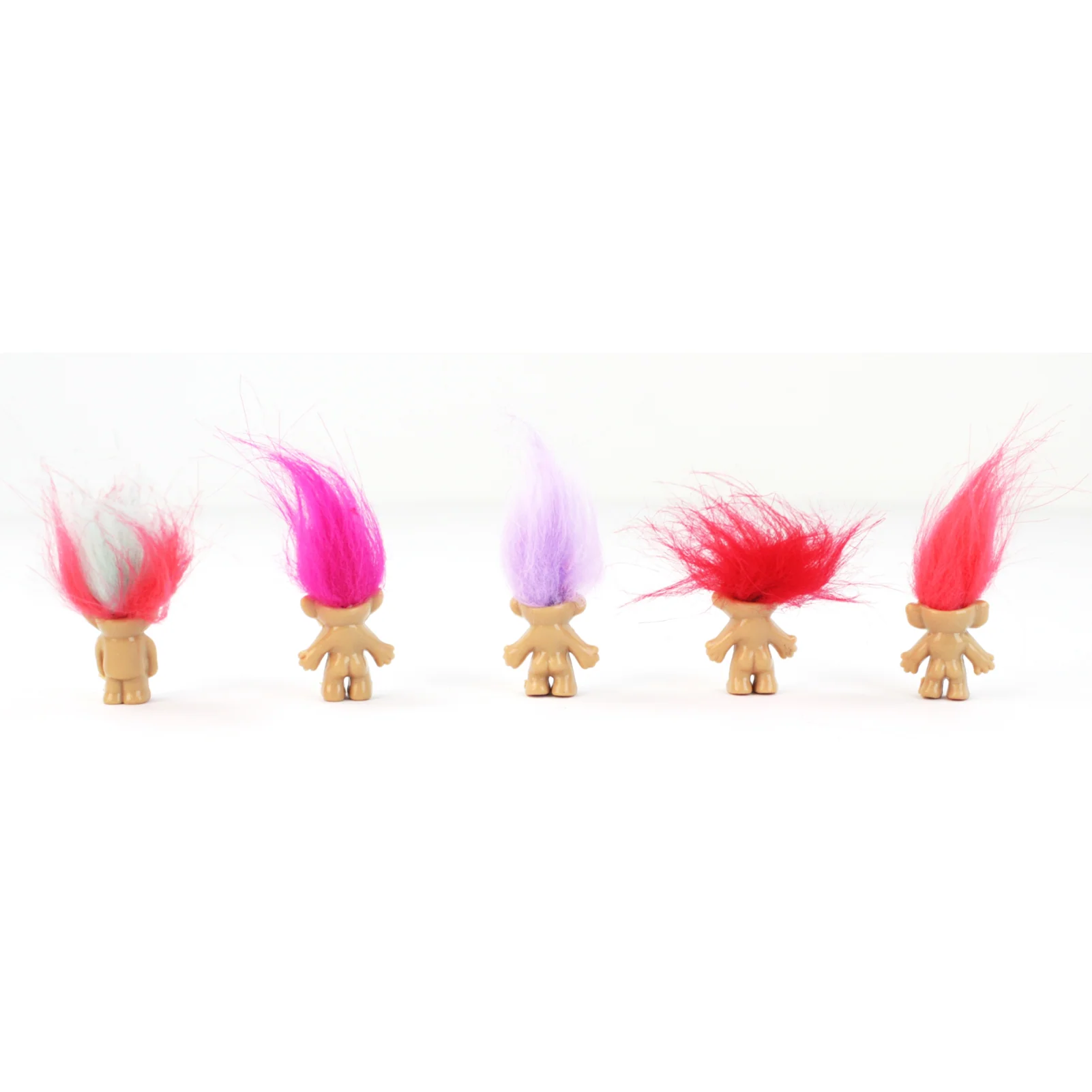 Mini Troll Dolls in Pack of 5 | 90s Retro Good Luck Figurines with Colorful Hair - Image 7