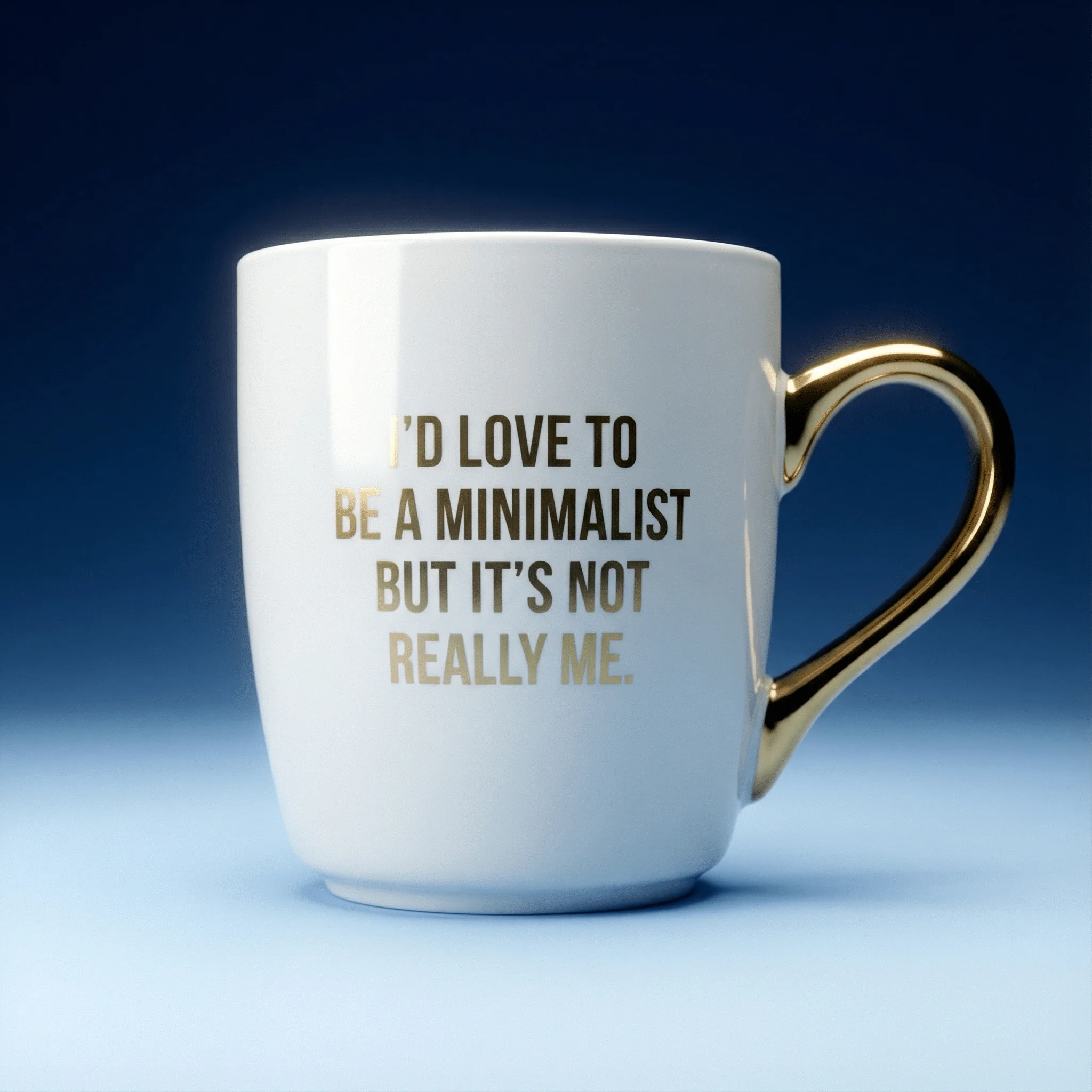 I'd Love To Be A Minimalist Gold Handle Mug | Stoneware Coffee Tea Cup | 16oz - Image 4
