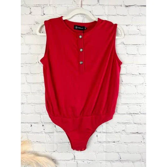Sleeveless Henley Petite Bodysuit with Embellished Western Buttons [Size SM-MED Remaining] - Image 4
