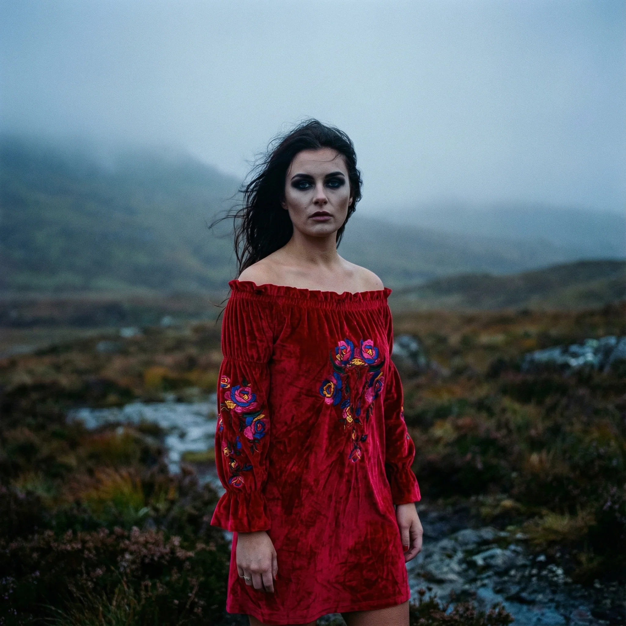 Rio Grande Embroidered Velvet Tunic Dress in Red [Size SM & 2X Remaining] - Image 6