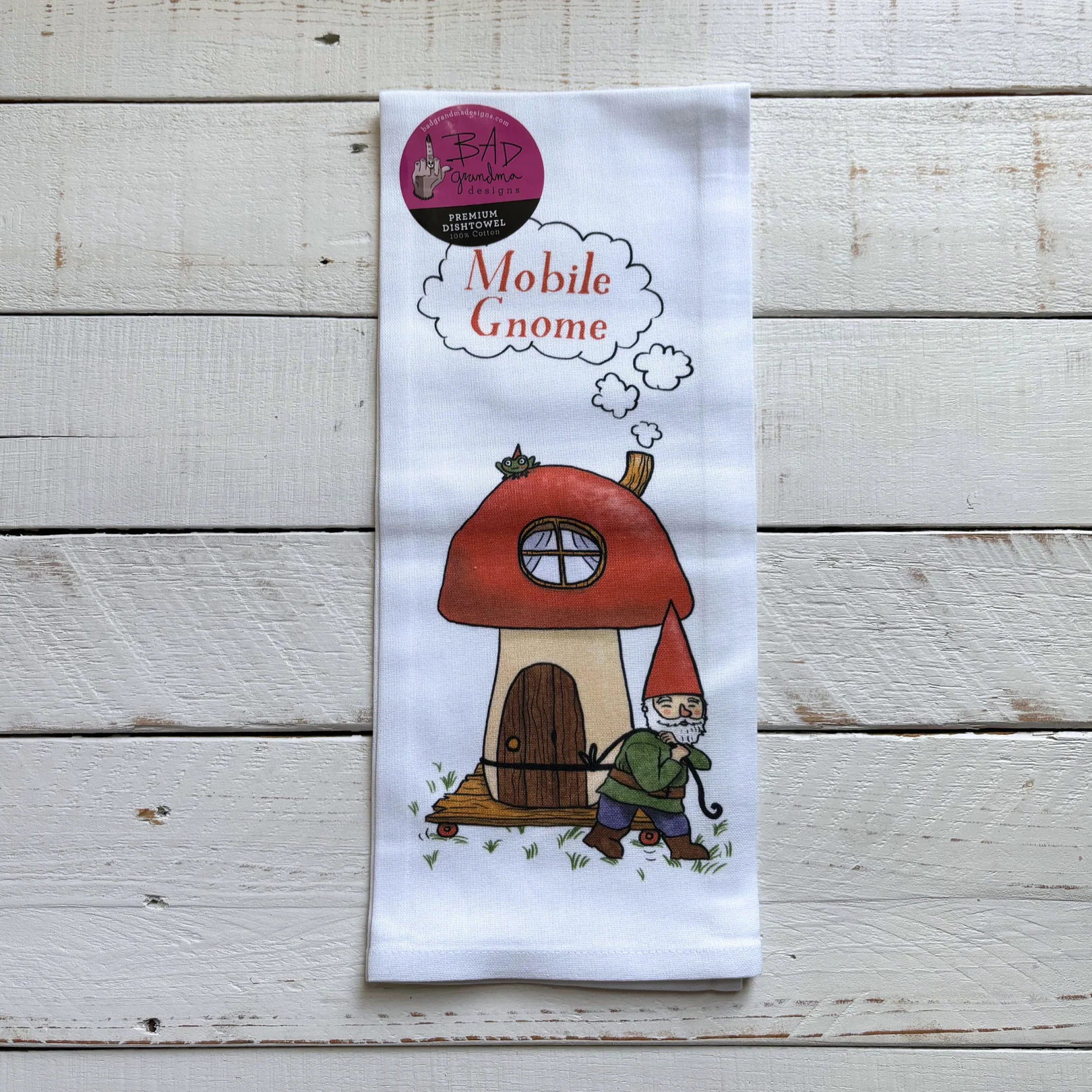 Mobile Gnome Dishtowel | Funny Pun Cotton Hand Tea Dishcloth - Image 4