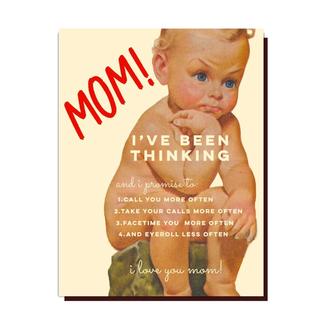 Mom! Naked Little Baby Thinker "I Promise to Call You" Greeting Card - Image 3