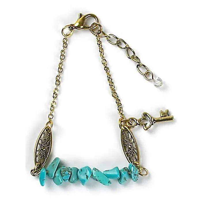 Monarch Natural Stone Turquoise Bracelet with Key Accent - Image 3
