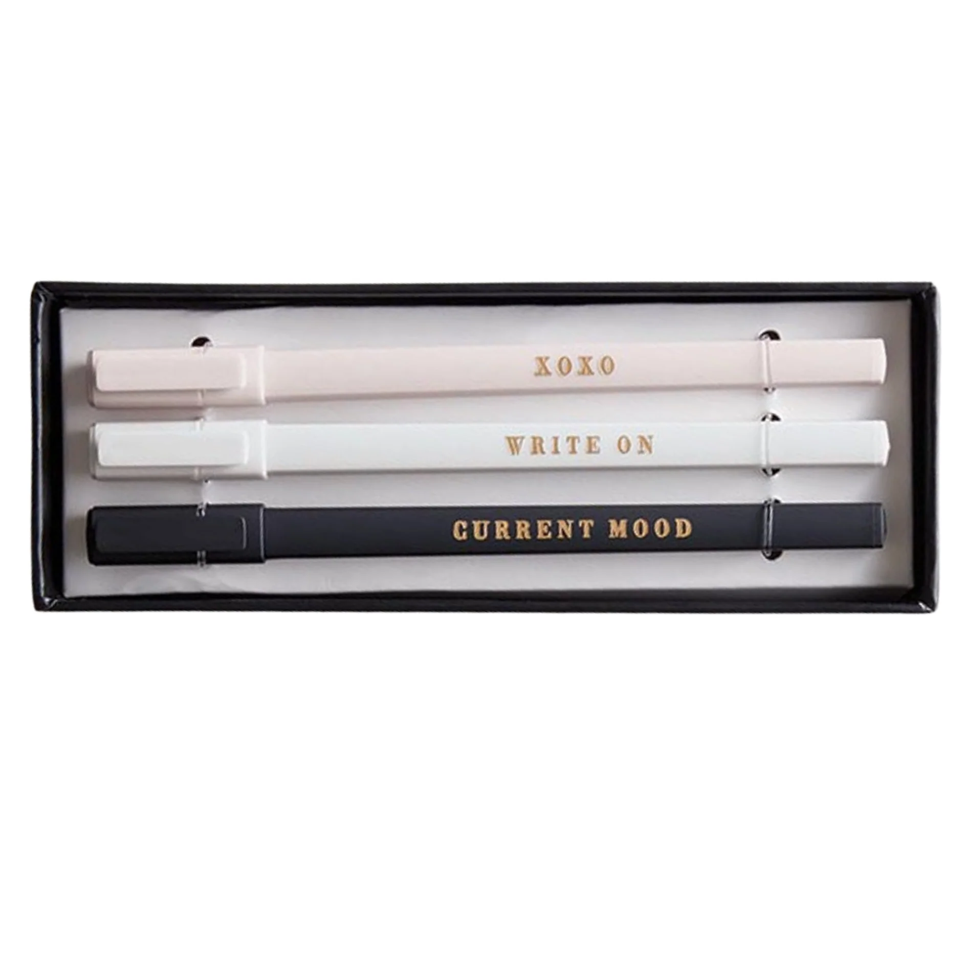 Mood Soft Touch Pen Set | Set of 3 Giftable Pens in Box | XOXO, Write On, Current Mood | Refillable - Image 2