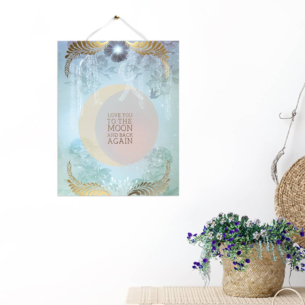 Moon And Back 11" x 14" Art Print | Pre-Hung with Silk Ribbon for Easy Hanging | Gift for Her - Image 2