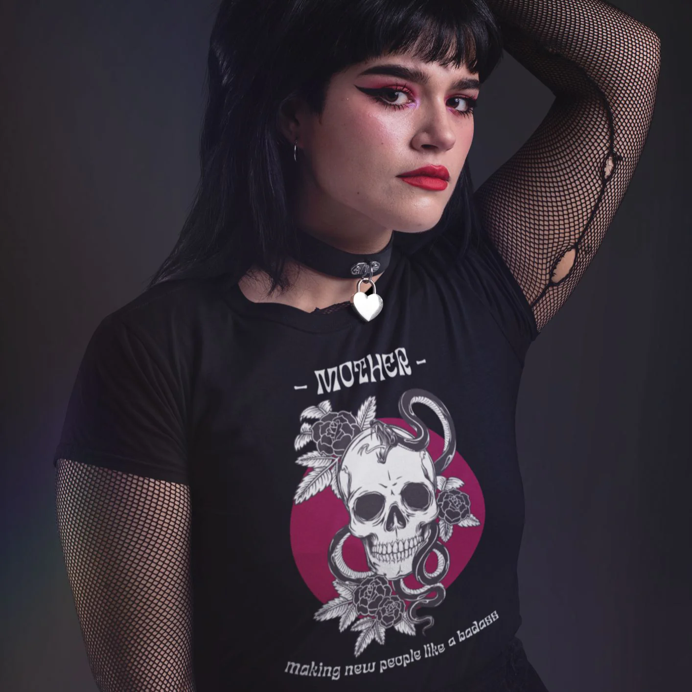 Mother: Making New People Like a Badass Vintage Skull Tattoo Heavy Metal Themed Unisex Jersey Short Sleeve Tee