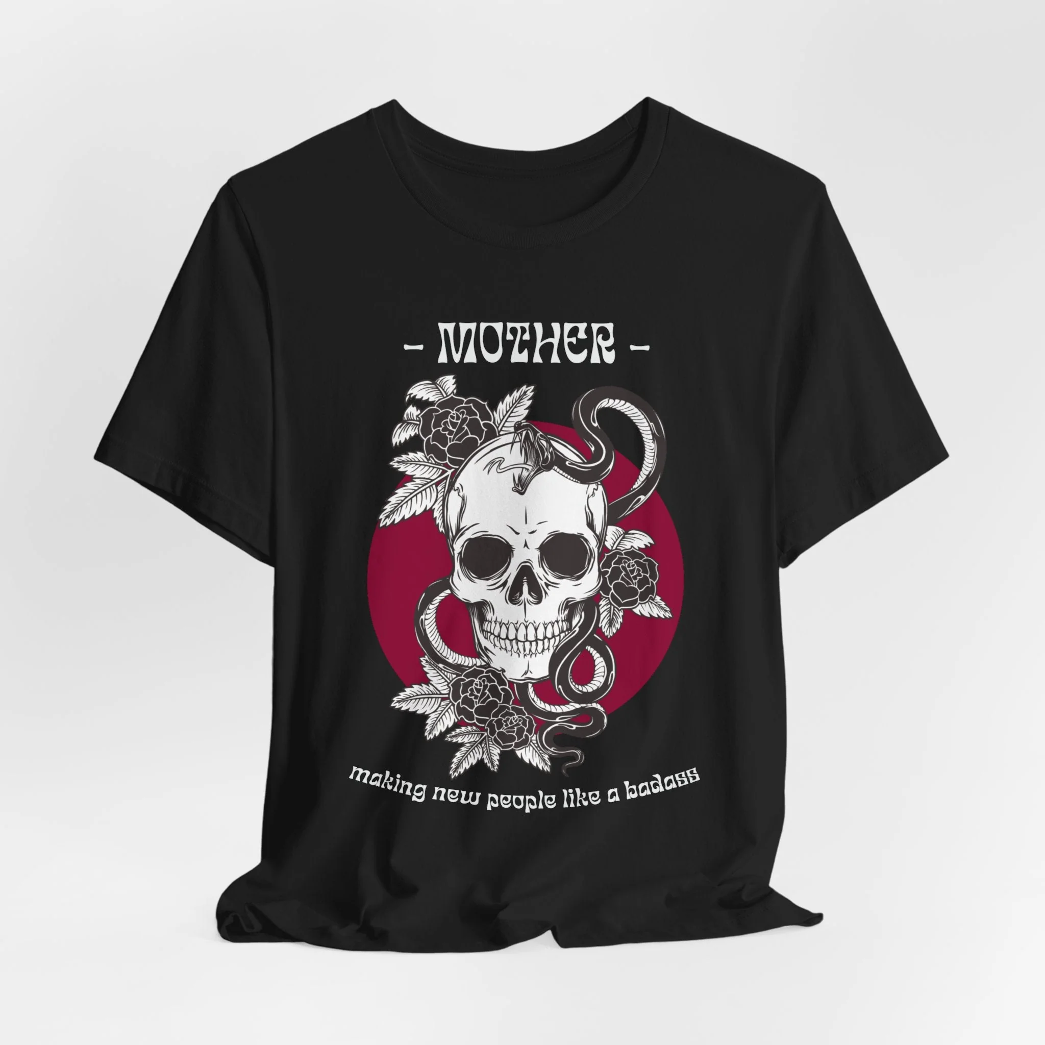 Mother: Making New People Like a Badass Vintage Skull Tattoo Heavy Metal Themed Unisex Jersey Short Sleeve Tee - Image 2