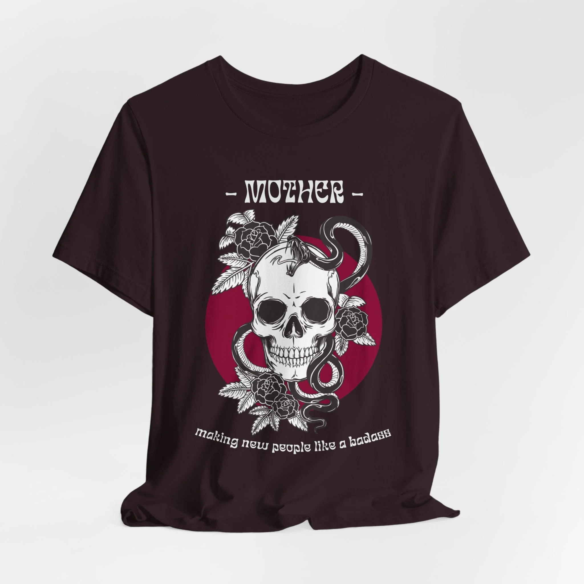 Mother: Making New People Like a Badass Vintage Skull Tattoo Heavy Metal Themed Unisex Jersey Short Sleeve Tee - Image 4