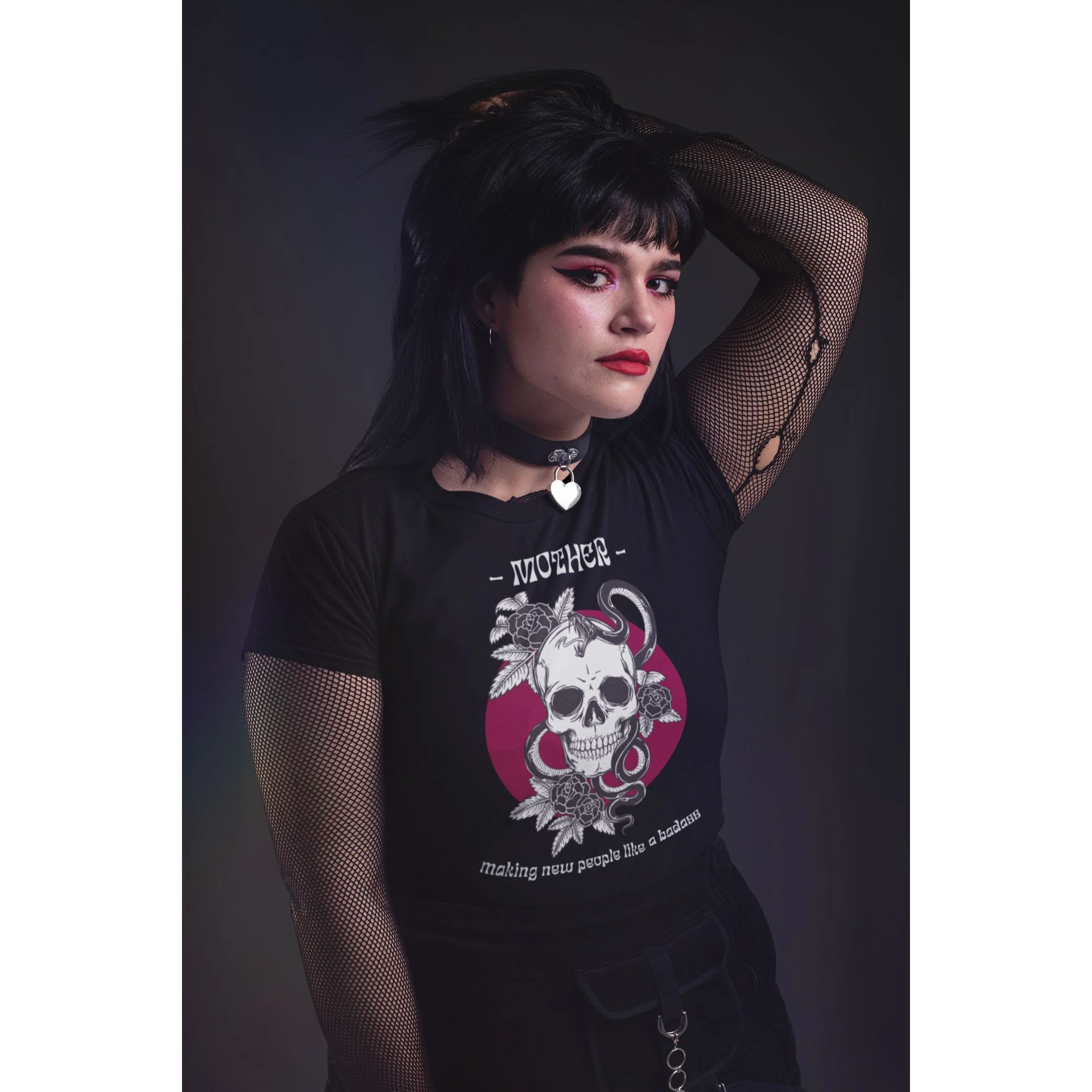 Mother: Making New People Like a Badass Vintage Skull Tattoo Heavy Metal Themed Unisex Jersey Short Sleeve Tee - Image 7