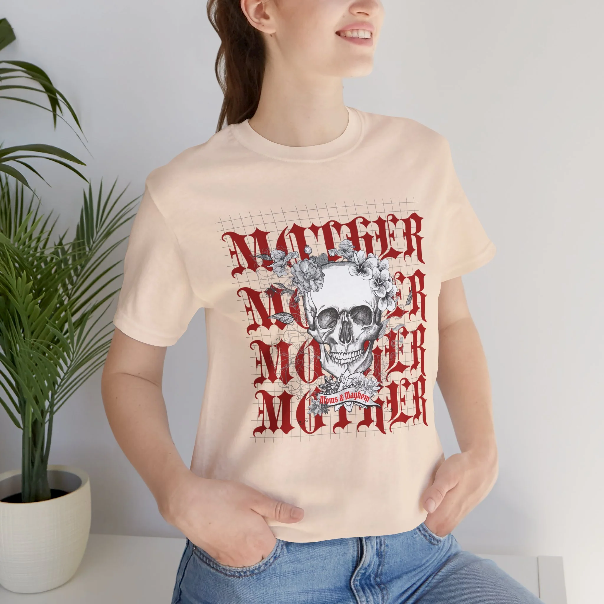 MOTHER Moms and Mayhem Heavy Metal Skull Unisex Jersey Short Sleeve Tee - Image 2