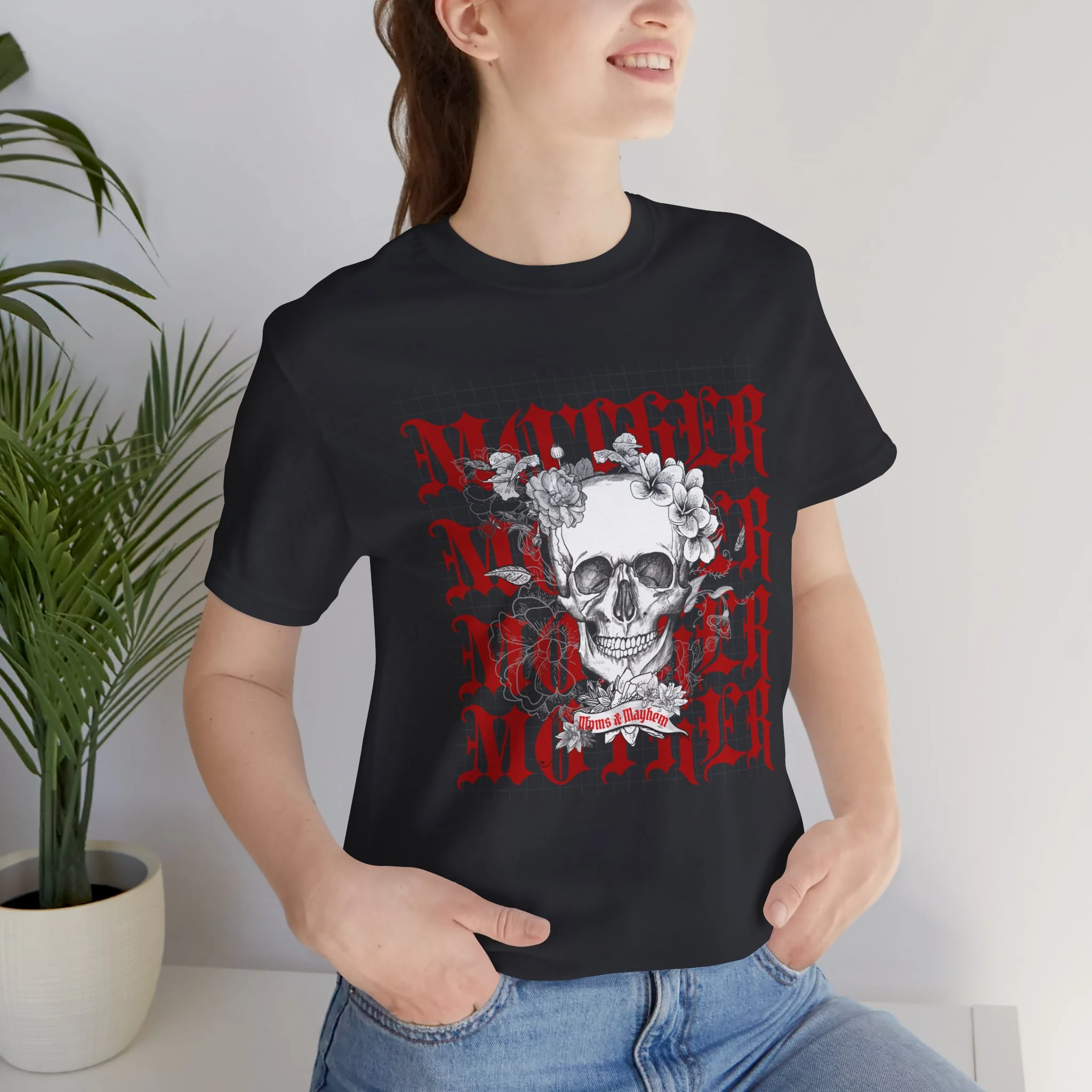 MOTHER Moms and Mayhem Heavy Metal Skull Unisex Jersey Short Sleeve Tee - Image 3