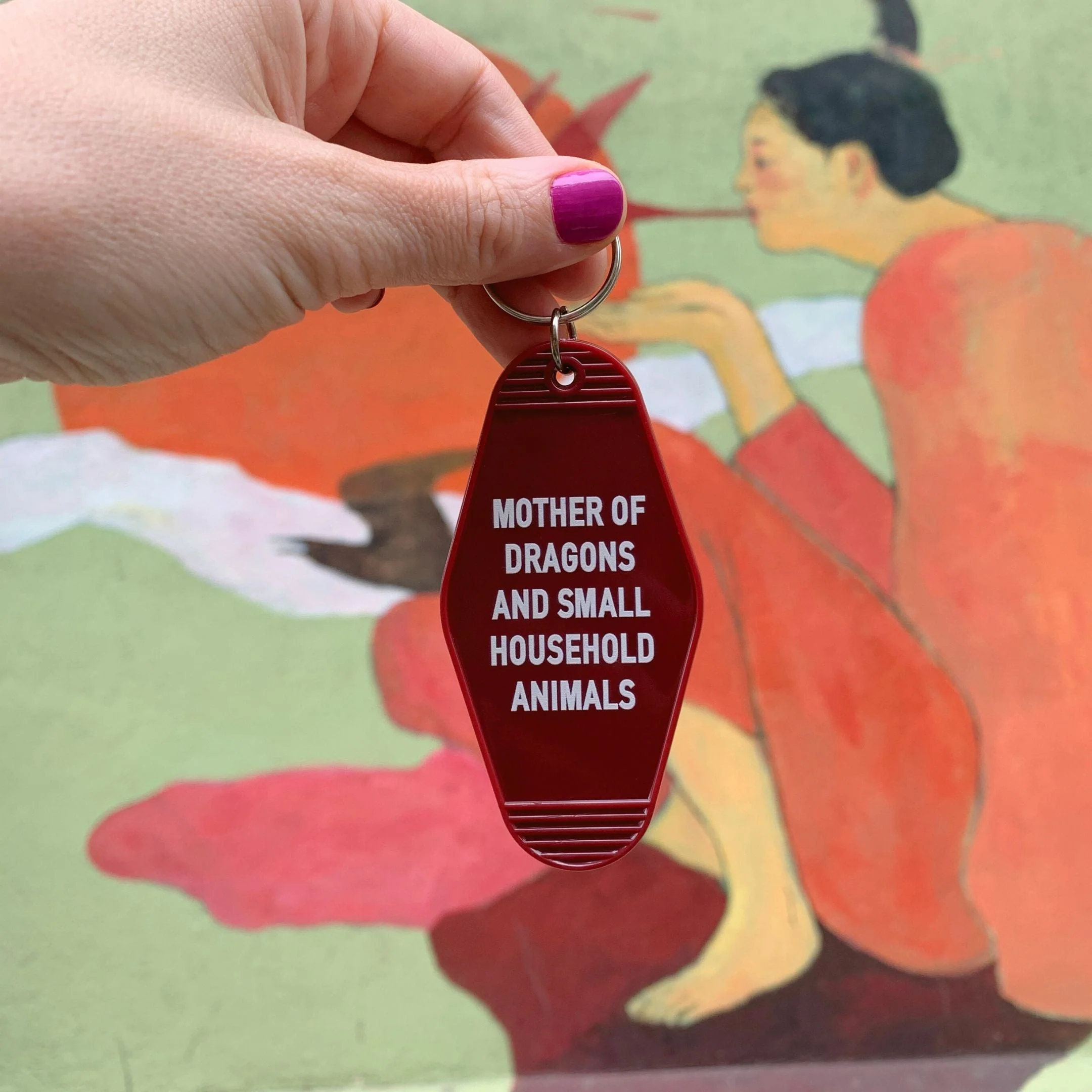 Mother of Dragons and Small Household Animals Motel Style Keychain in Dark Red - Image 4