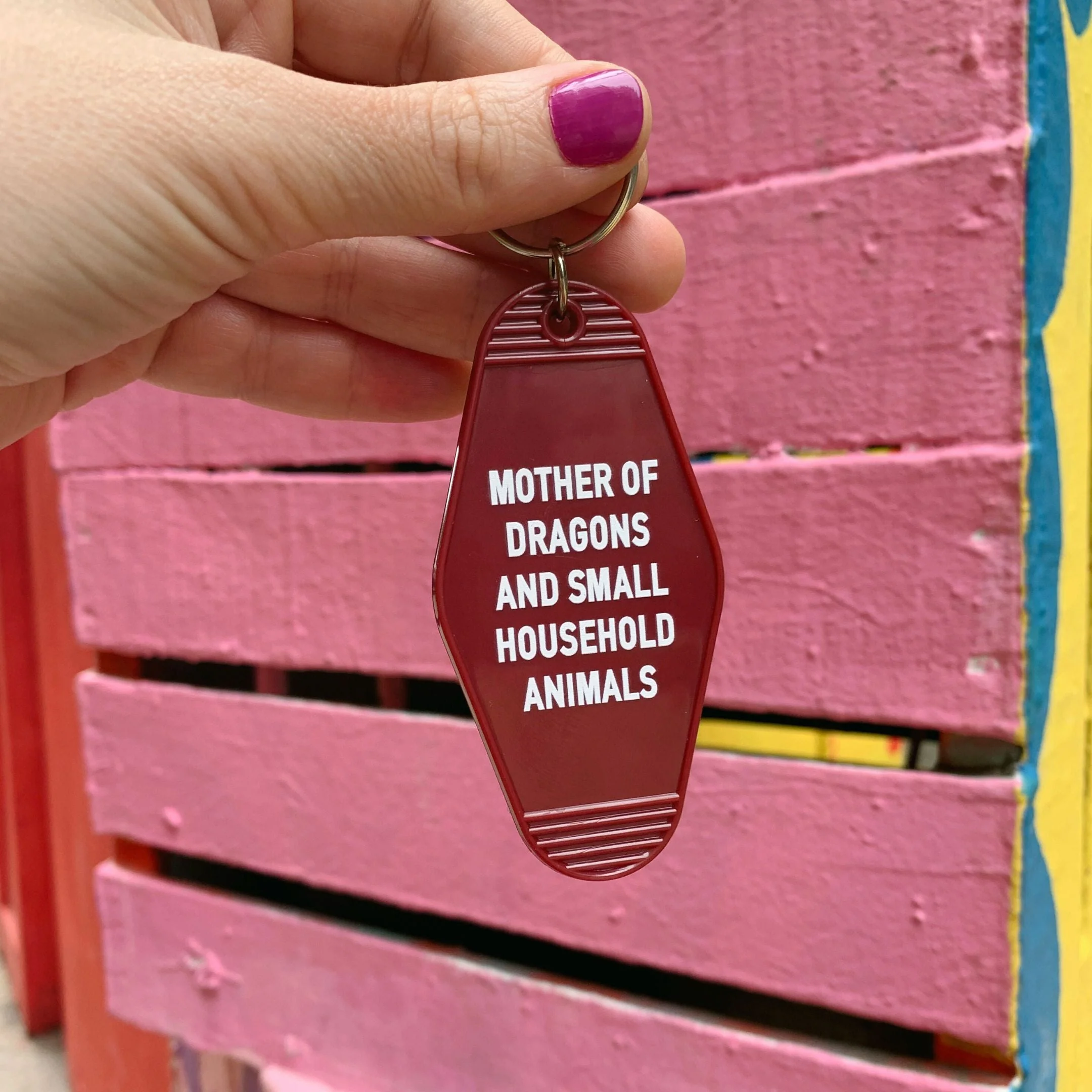 Mother of Dragons and Small Household Animals Motel Style Keychain in Dark Red - Image 5