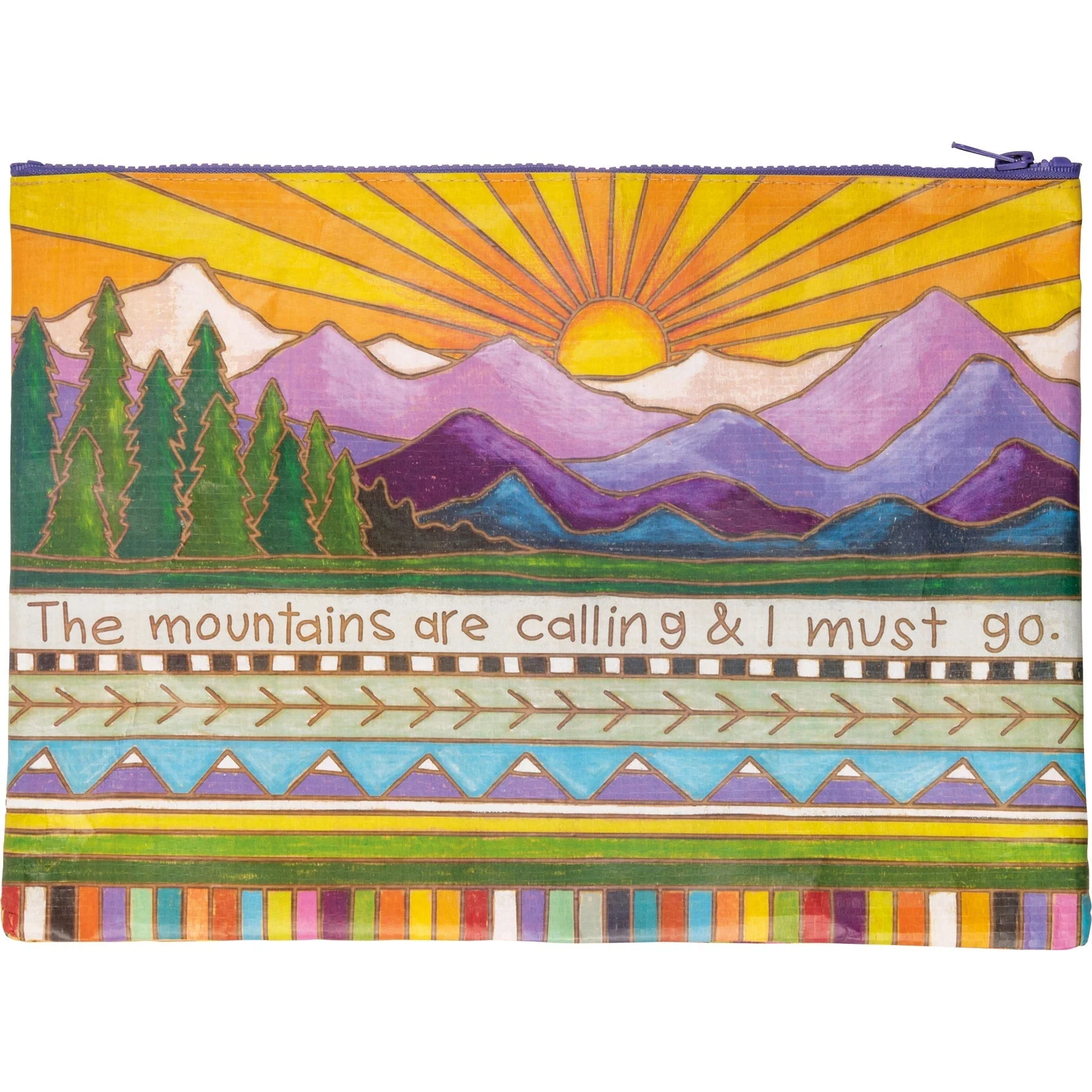 Jumbo Pouch Mountains Are Calling I Must Go Zipper Folder | Recycled Material Pouch | 14.25" x 10" - Image 4