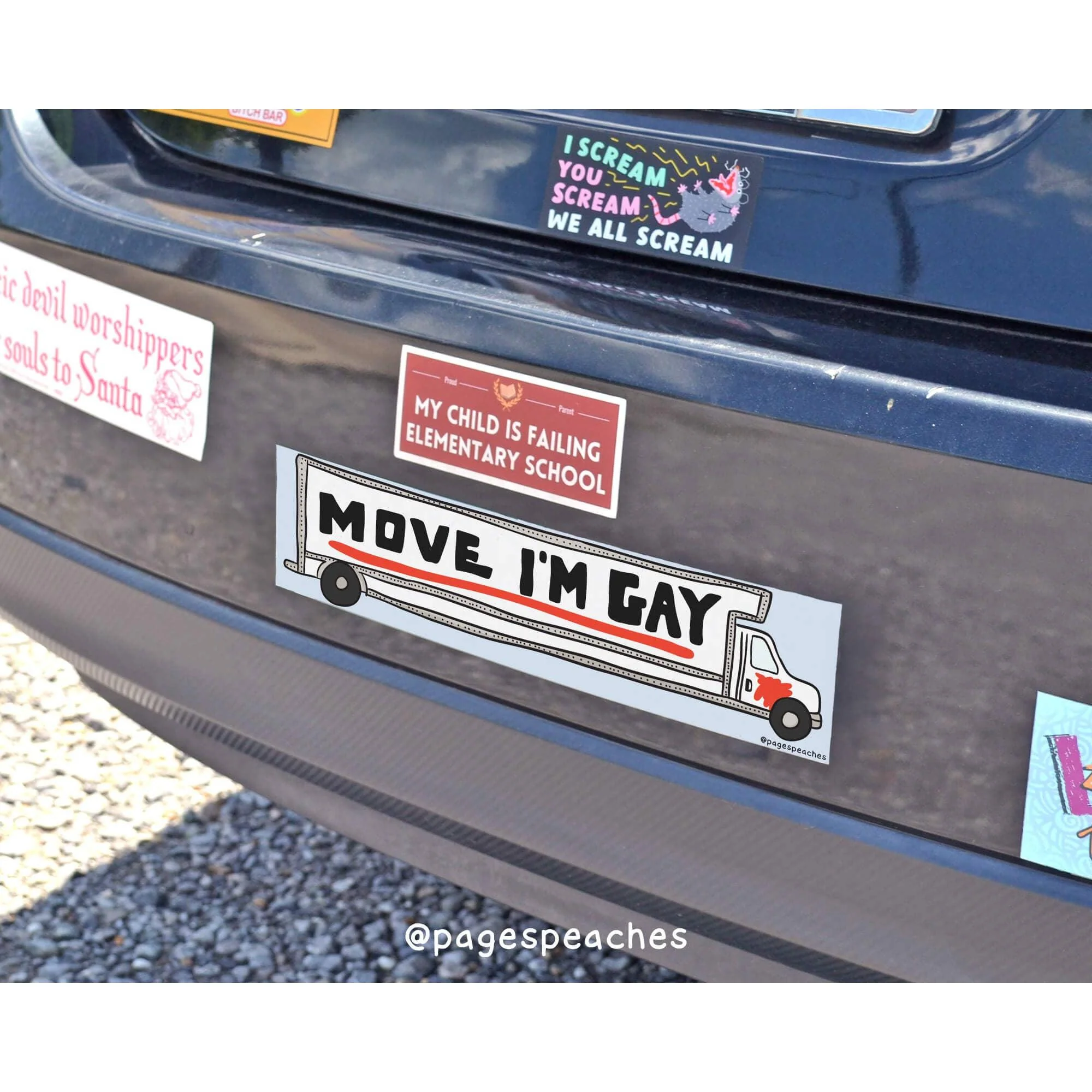 Move I’m Gay Bumper Sticker | Funny LGBTQ Pride Car Decal | 3'' x 11.5'' - Image 3