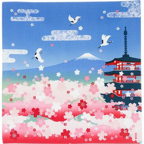Mt.Fuji  Cherry Blossoms Bento Wrapping Cloth | Japanese Fabric Wrapping Furoshiki | 19.68" x 19.68" - Image 3