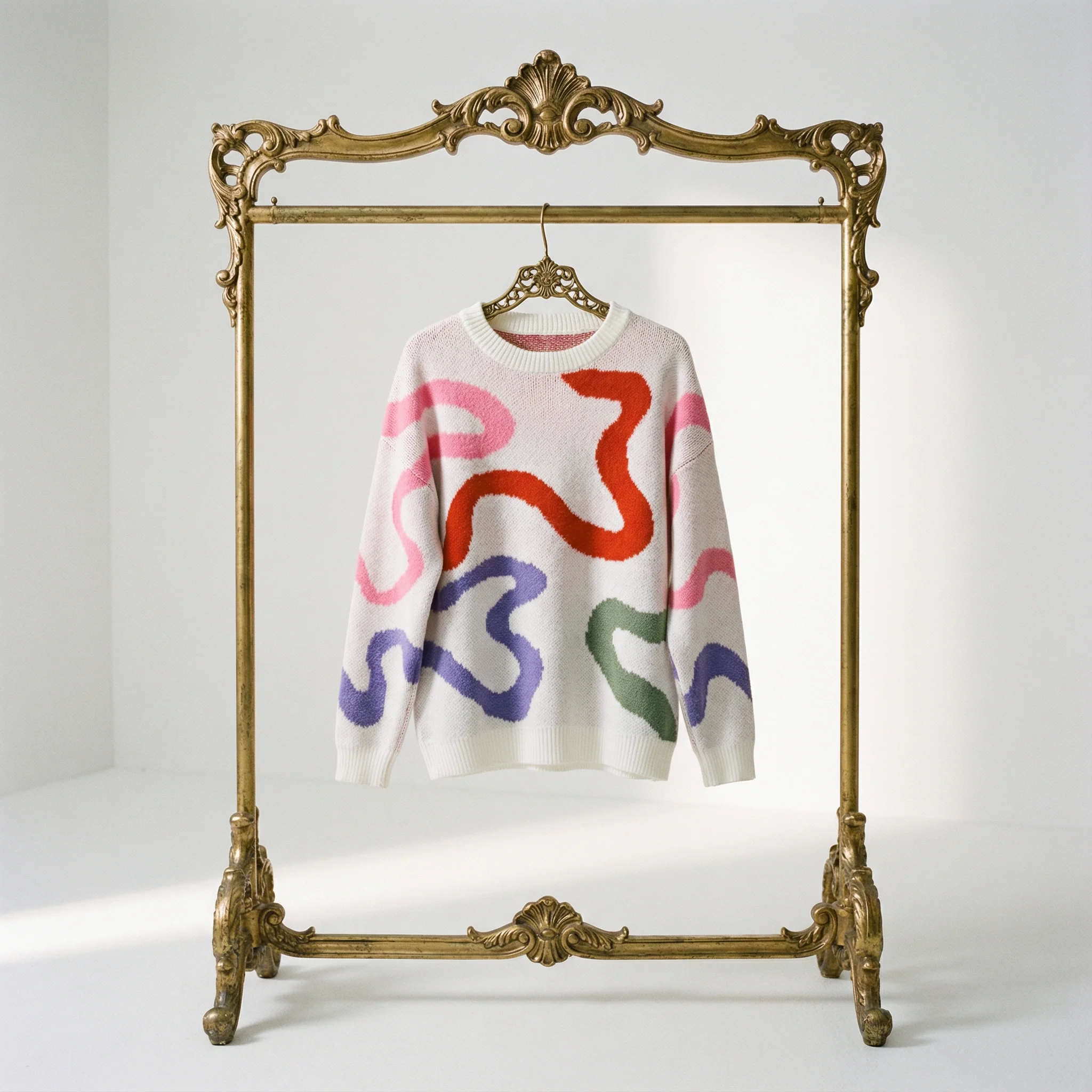 Wild '80s Multi Color Swirl Sweater | Women’s Novelty Knitwear with Bold Intarsia Design [SM–XL] - Image 4