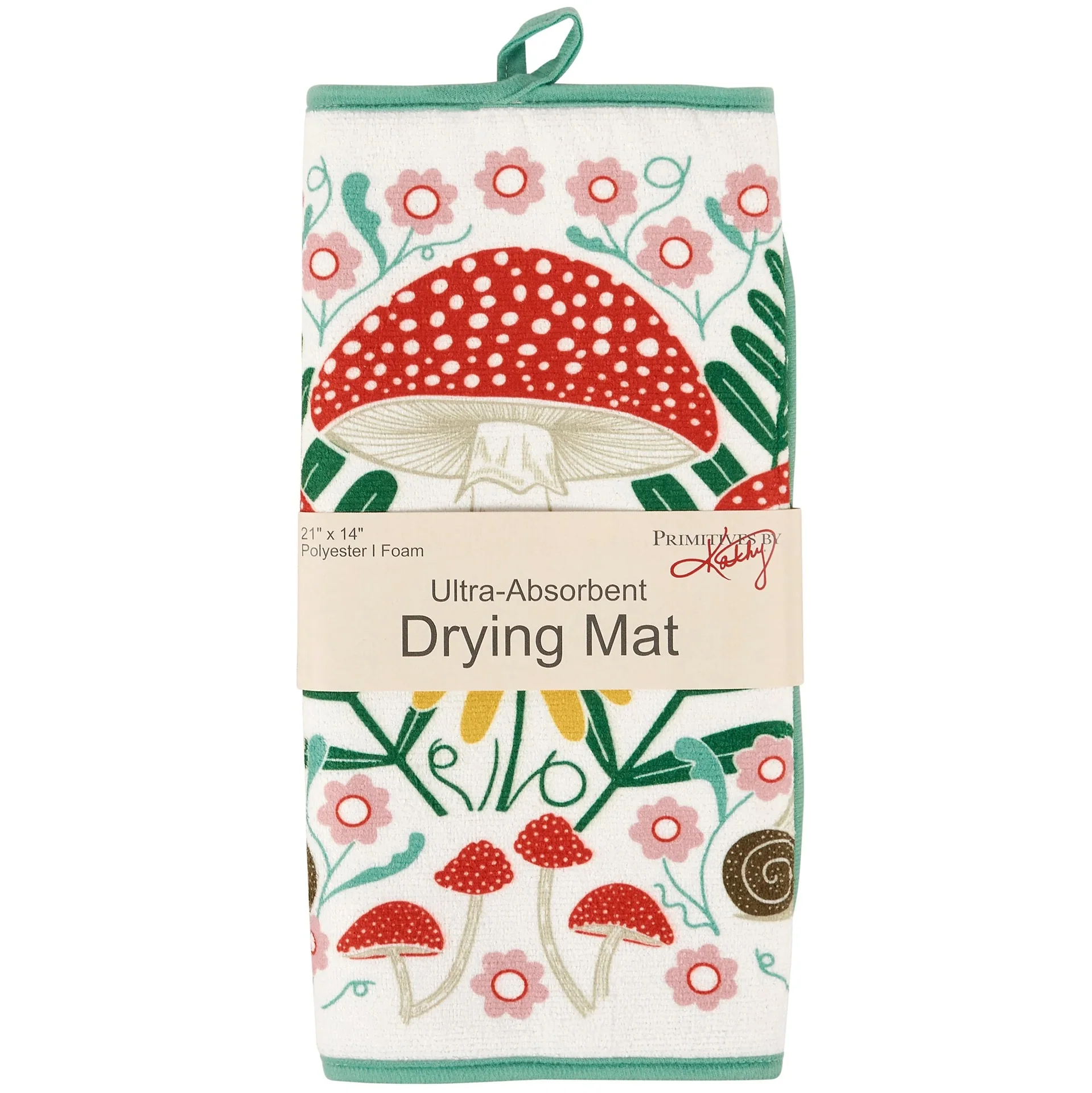 Mushroom Art Ultra-Absorbent Drying Mat | Rustic Nature-themed Dish Drainer Pad | 21" x 14" - Image 4