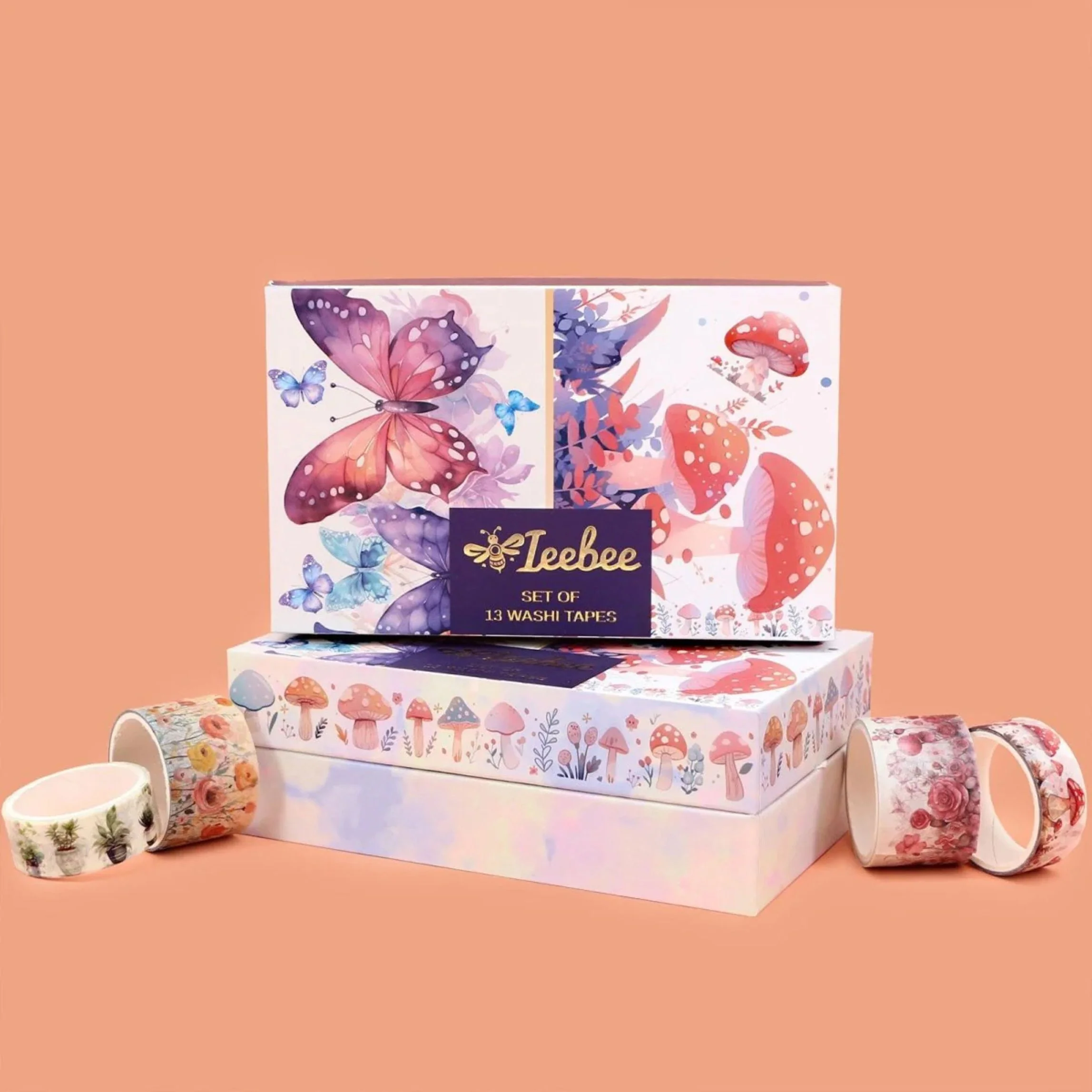 Mushroom Butterfly Washi Tape Set | 13 Rolls Floral & Nature Decorative Tape for Journals, Planners & Crafts - Image 6
