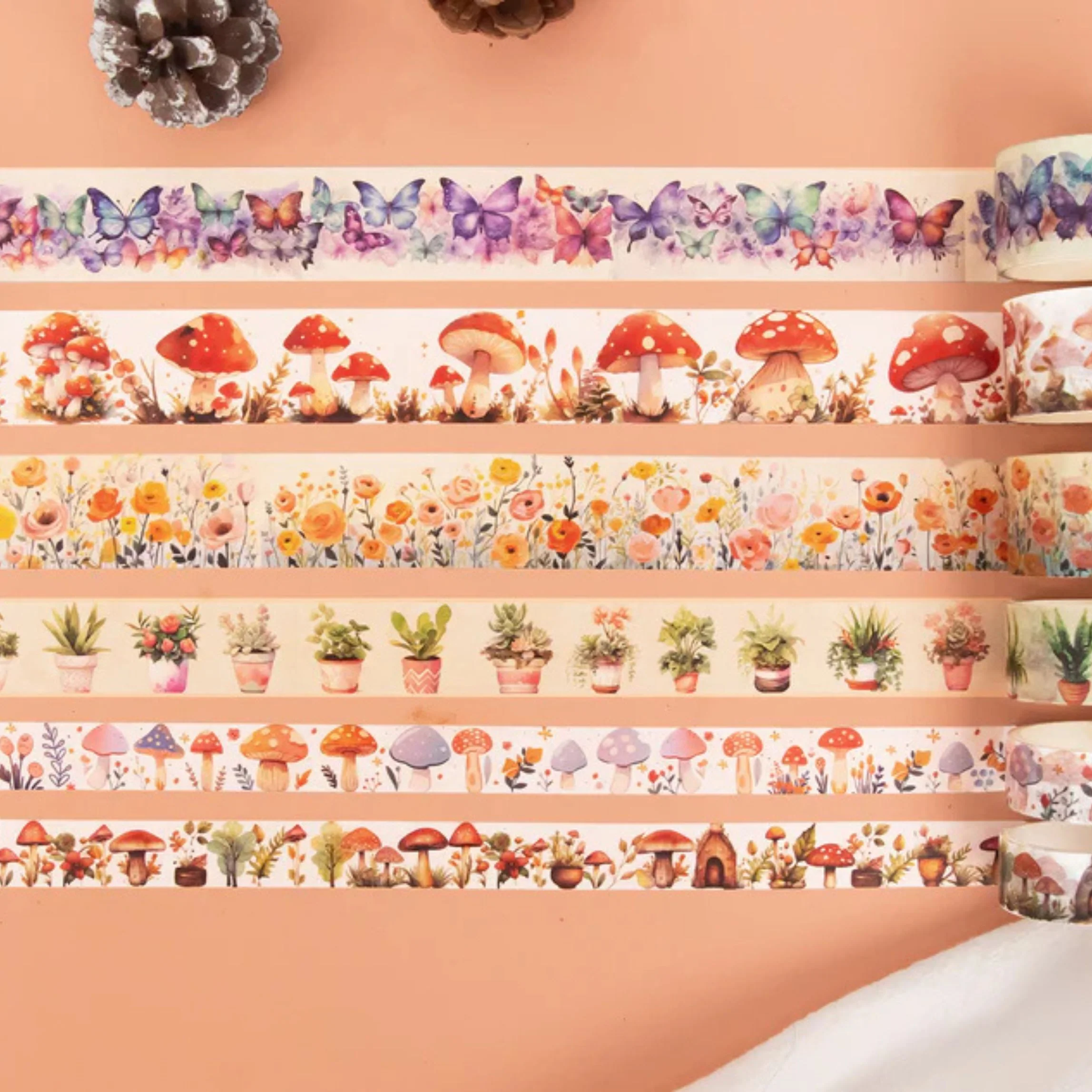 Mushroom Butterfly Washi Tape Set | 13 Rolls Floral & Nature Decorative Tape for Journals, Planners & Crafts - Image 8