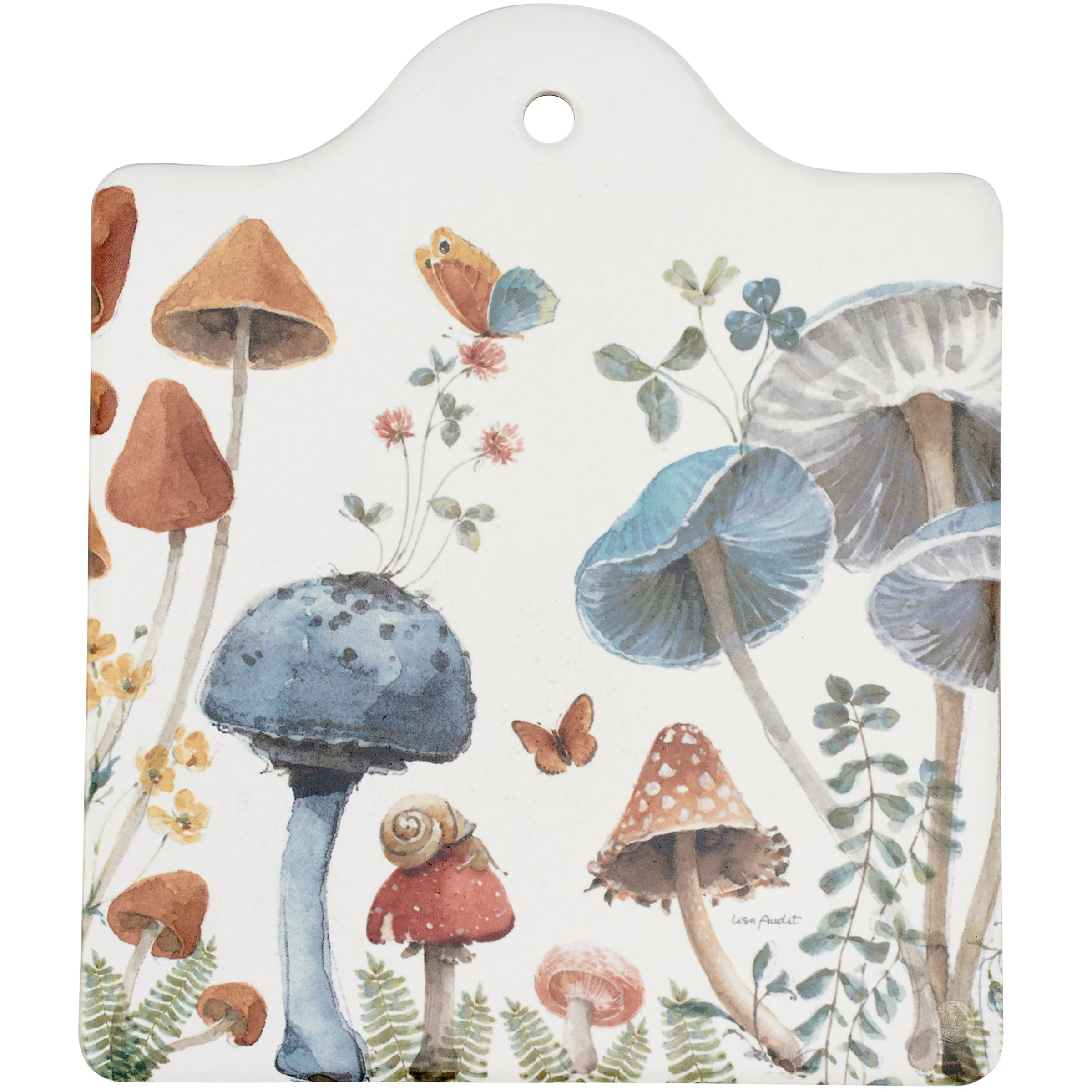 Mushroom Study Trivet | Rustic Hot Dishes Stone Cork Base Stand | 6.50" x 7.75"