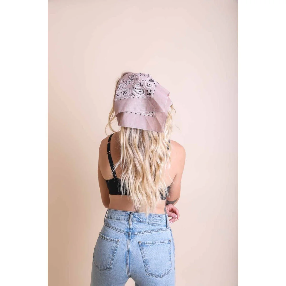 Dusty Rose Muted Color Bandana | Boho Hair Scarf Headband - Image 2