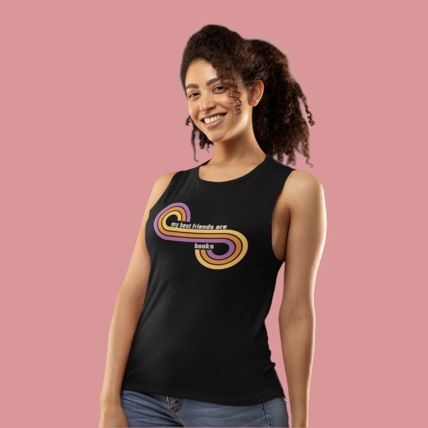 My Best Friends Are Books Women's Flowy Scoop Muscle Tank