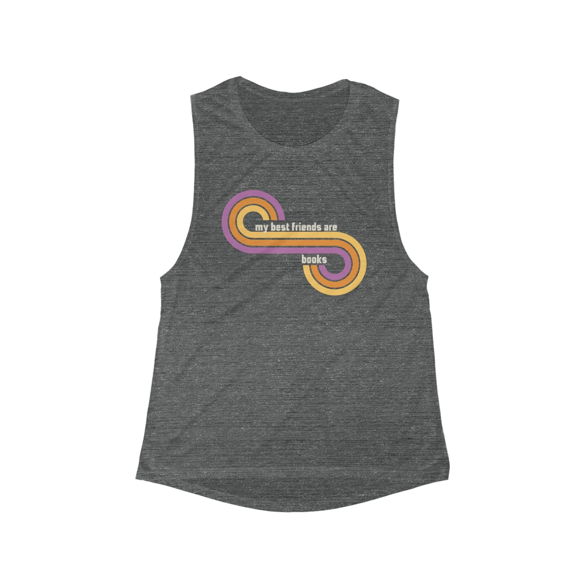 My Best Friends Are Books Women's Flowy Scoop Muscle Tank - Image 3