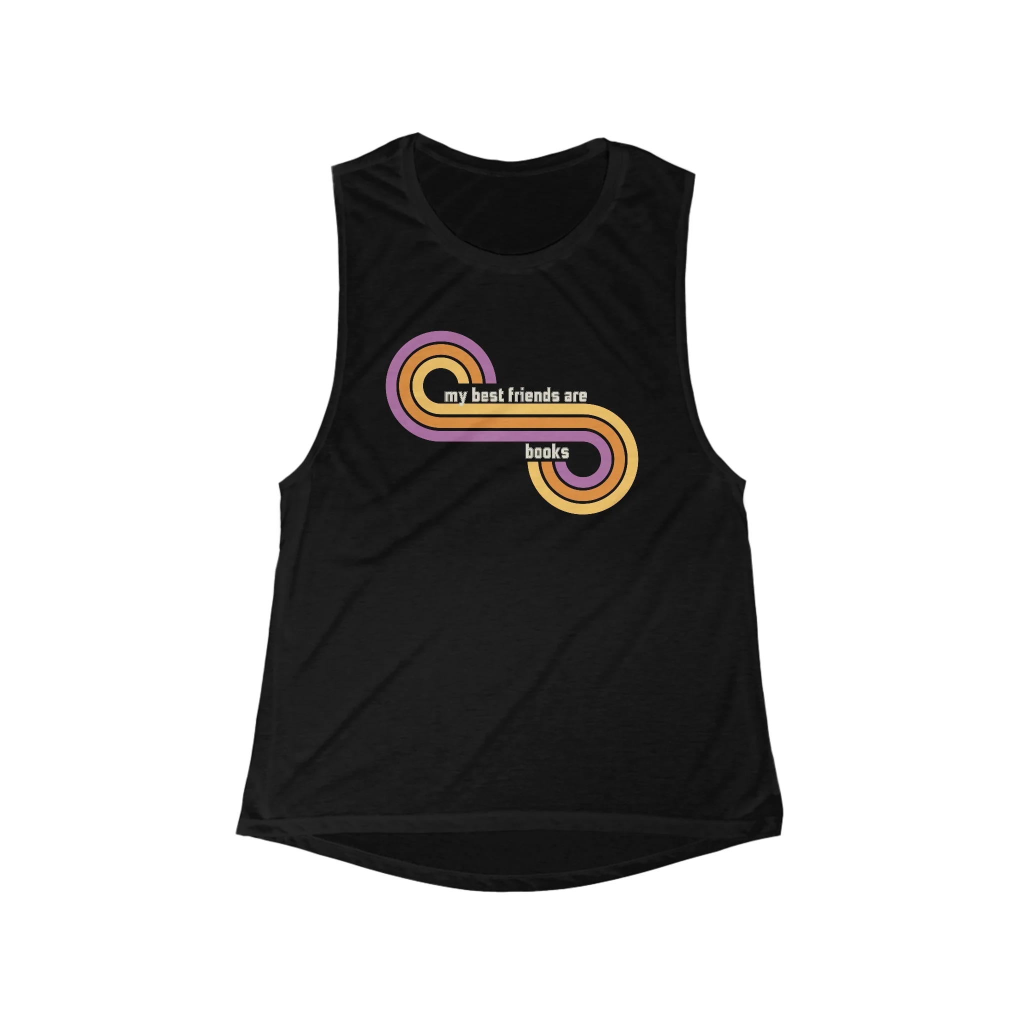My Best Friends Are Books Women's Flowy Scoop Muscle Tank - Image 4