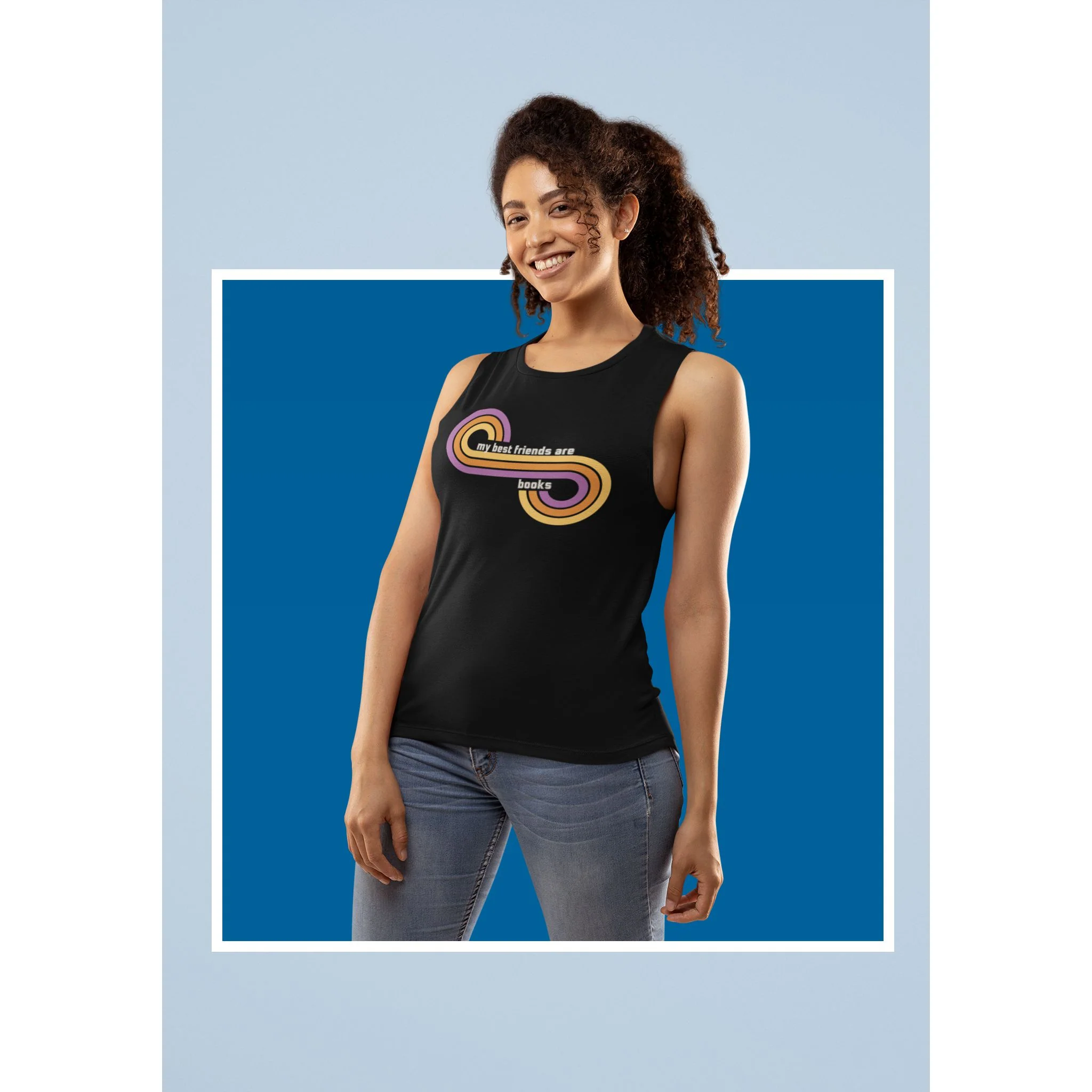 My Best Friends Are Books Women's Flowy Scoop Muscle Tank - Image 5