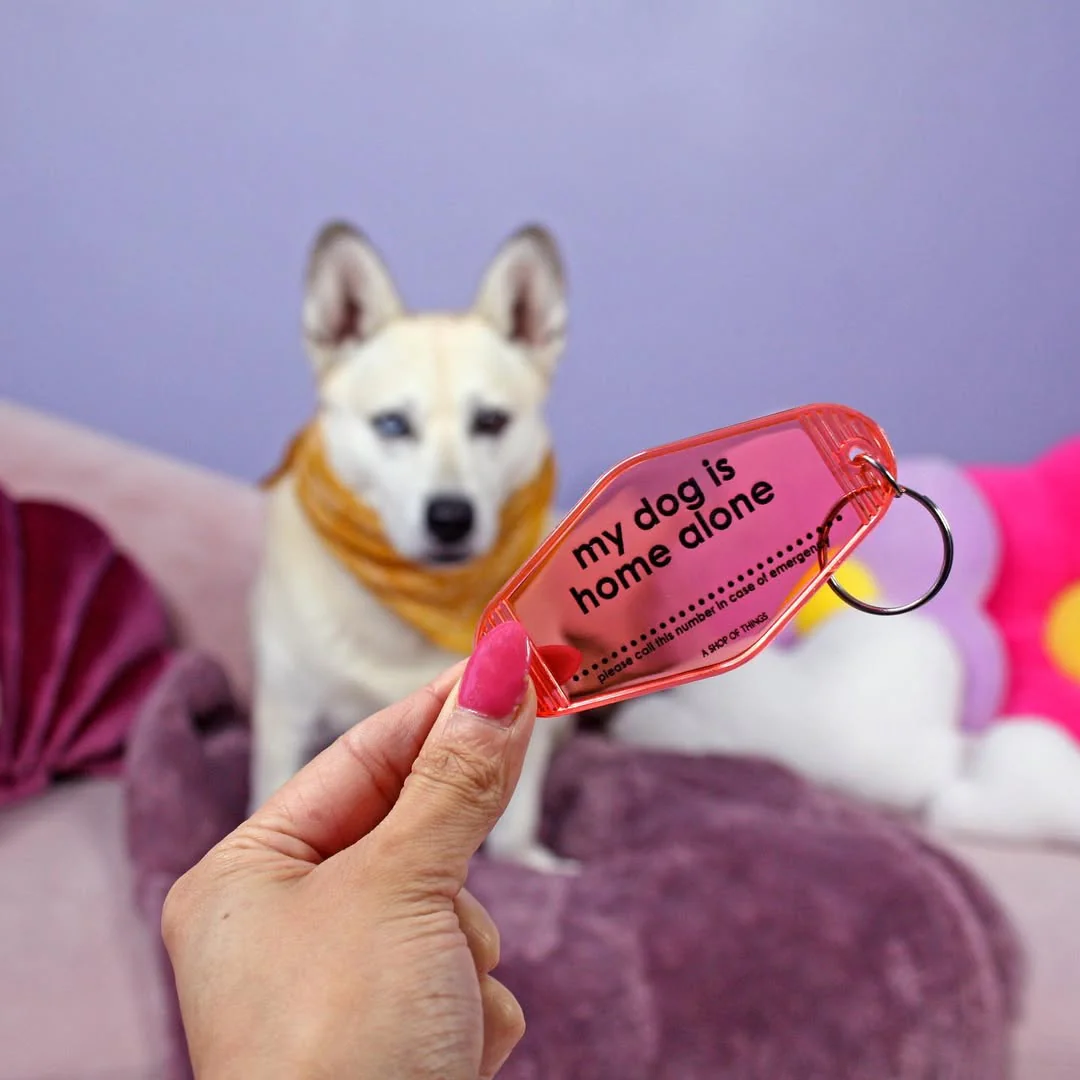 My Dog Is Home Alone Emergency Contact Motel Keychain - Fill In Your Contact Info - Image 2