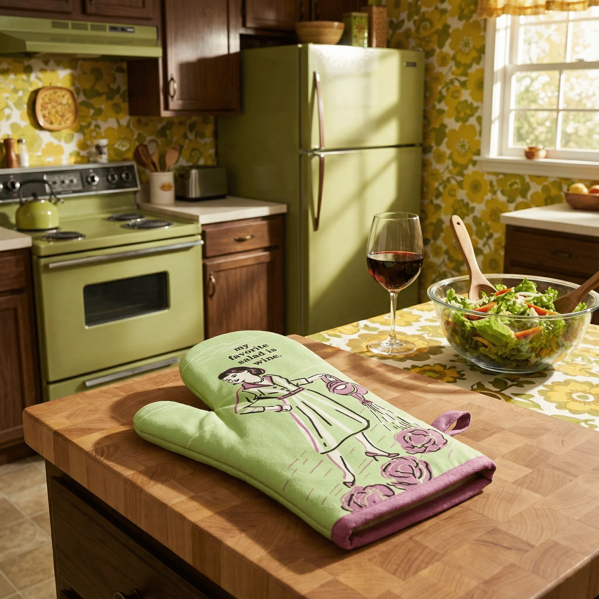 My Favorite Salad Is Wine Oven Mitt | Insulated Cotton Pot Holder | BlueQ at GetBullish - Image 2