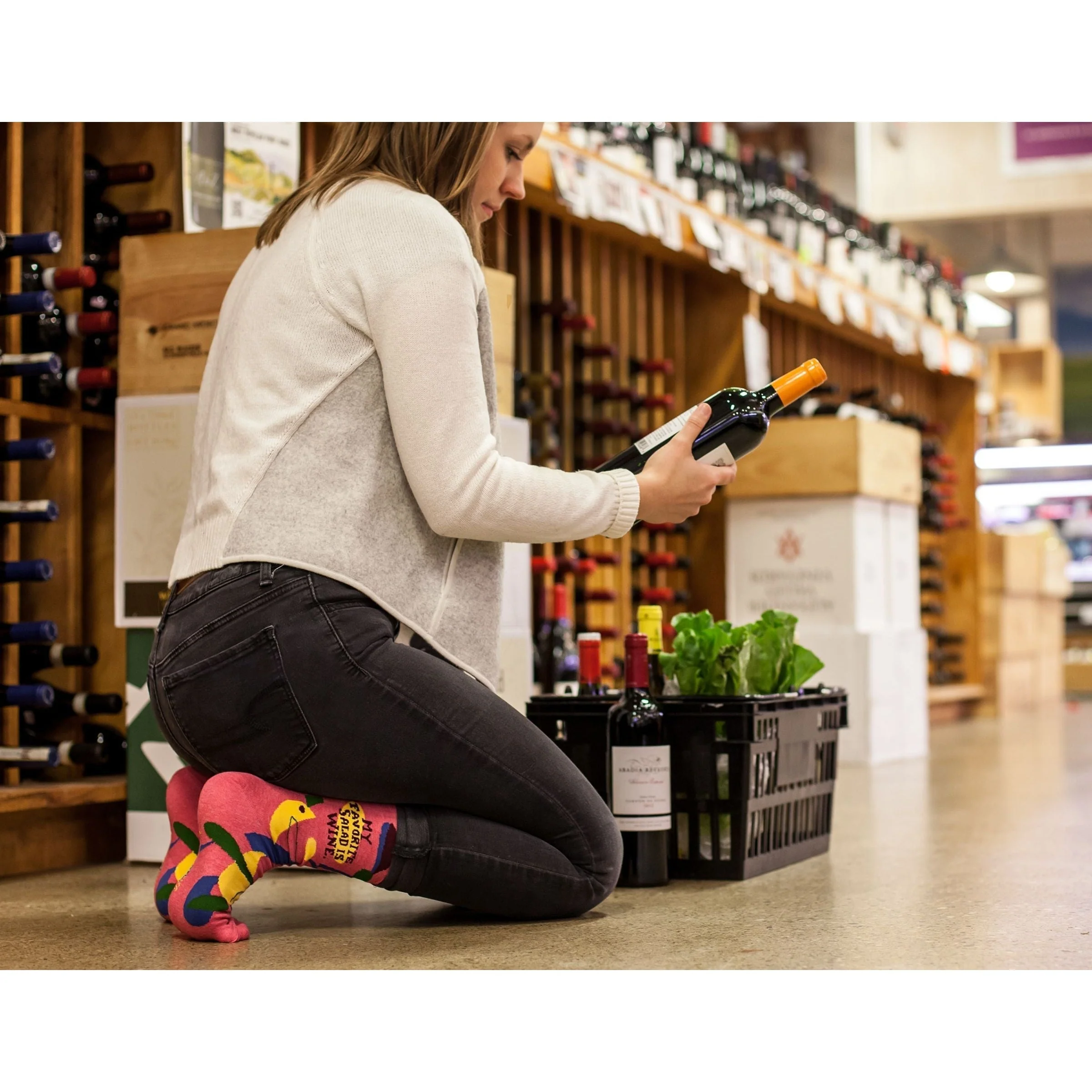 My Favorite Salad is Wine Women's Crew Socks | BlueQ at GetBullish - Image 8