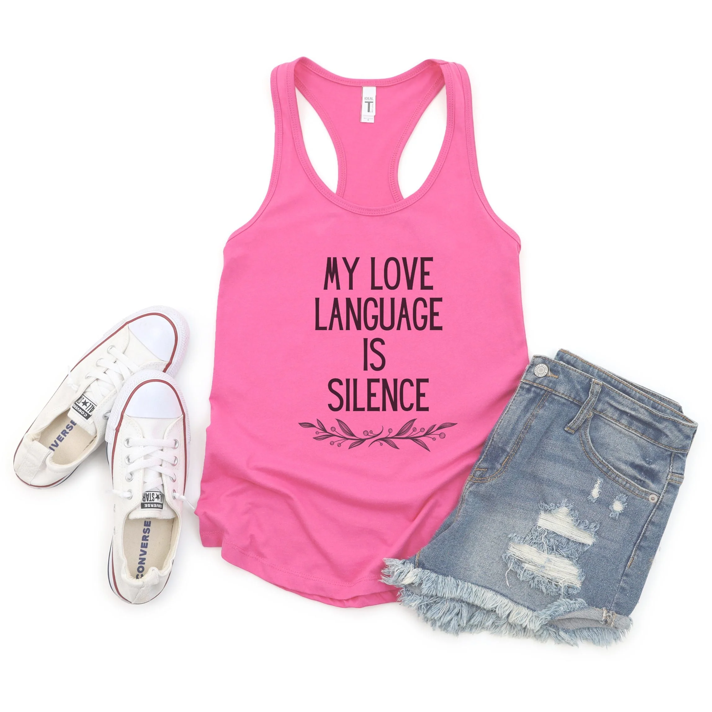 My Love Language is Silence Women's Ideal Racerback Tank - Image 2