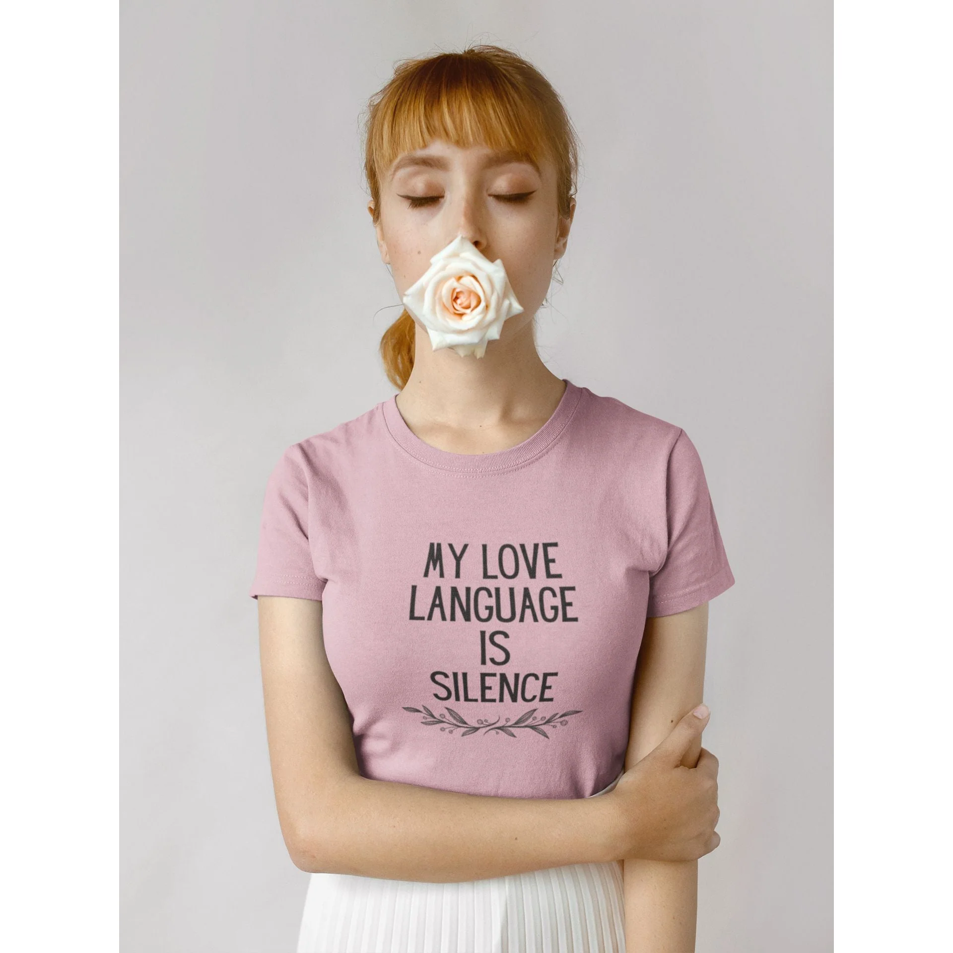 My Love Language is Silence Women's Midweight Cotton Tee - Image 12