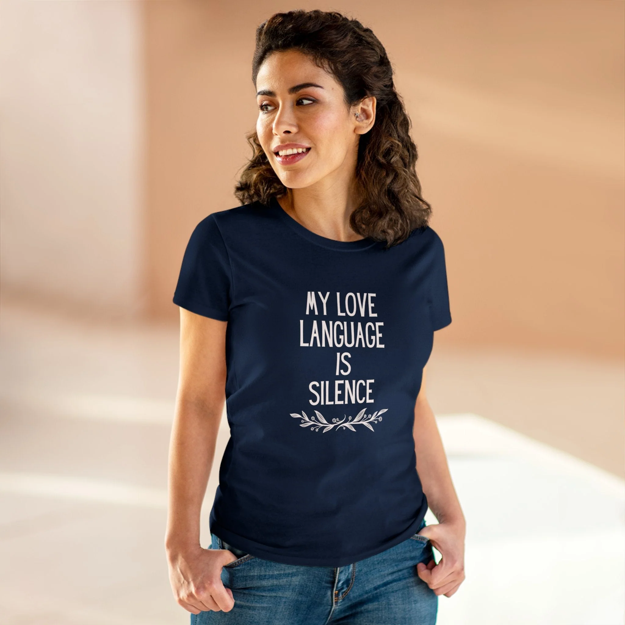 My Love Language is Silence Women's Midweight Cotton Tee - Image 2