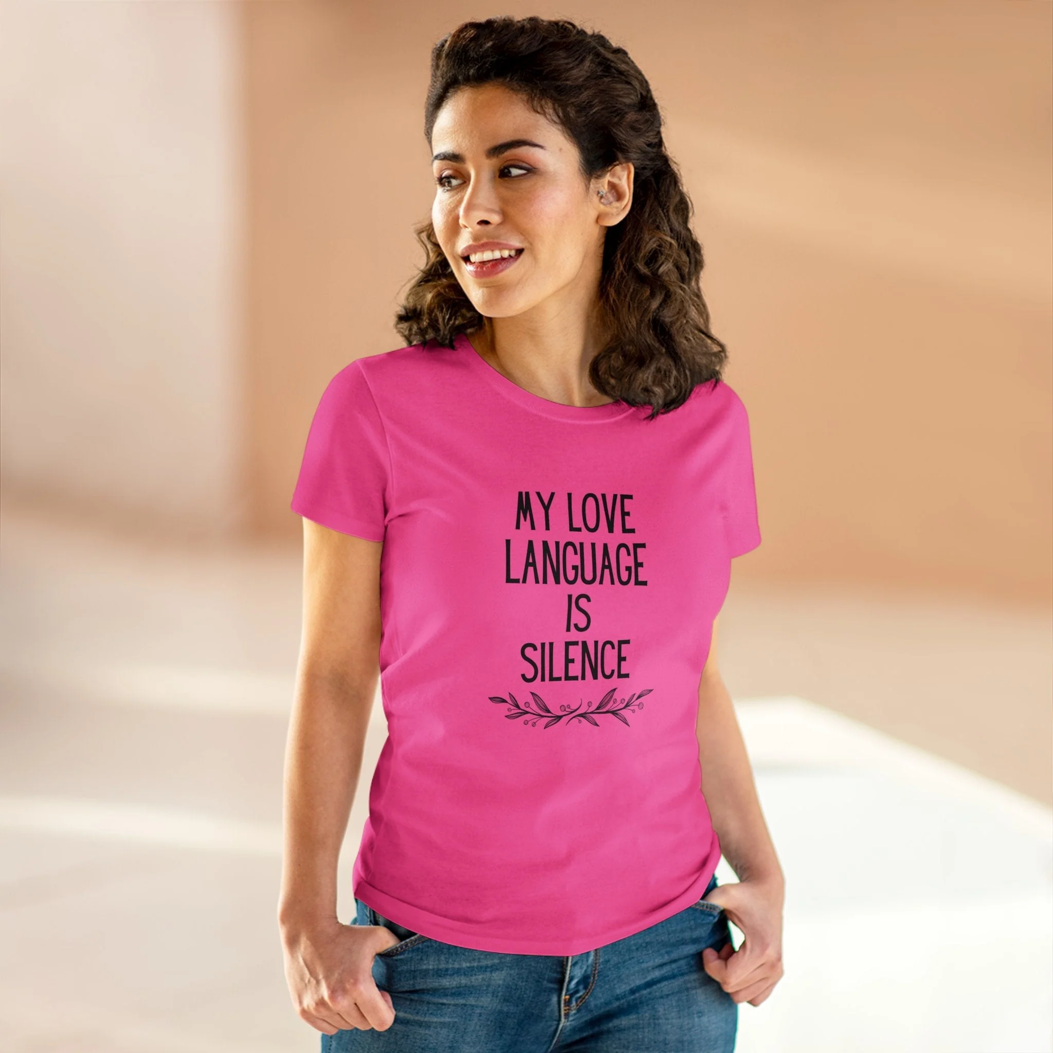 My Love Language is Silence Women's Midweight Cotton Tee - Image 4