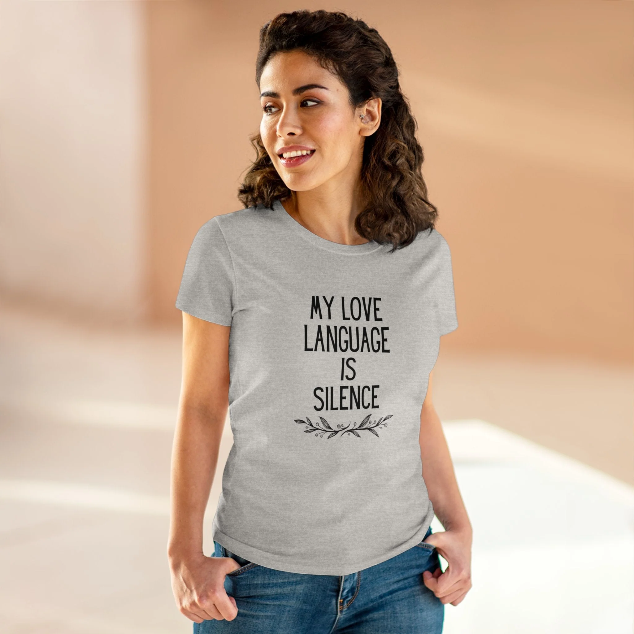 My Love Language is Silence Women's Midweight Cotton Tee - Image 5